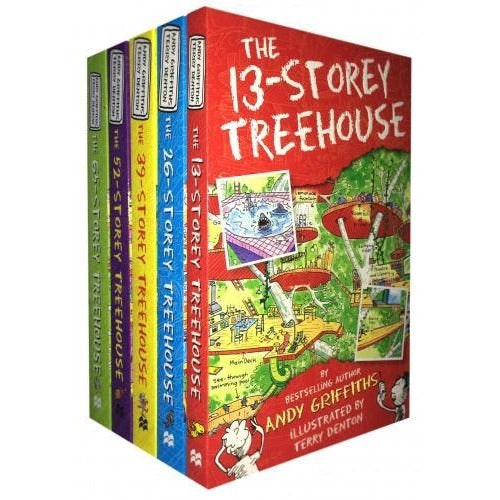 Macmillan Cream The 13-Storey Treehouse Collection Andy Griffiths And Terry Denton 5 Books Set (Book 1-5)