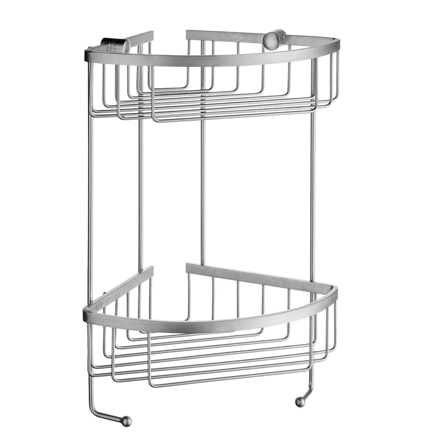 Rackhams Brushed Chrome Double Corner Shower Basket
