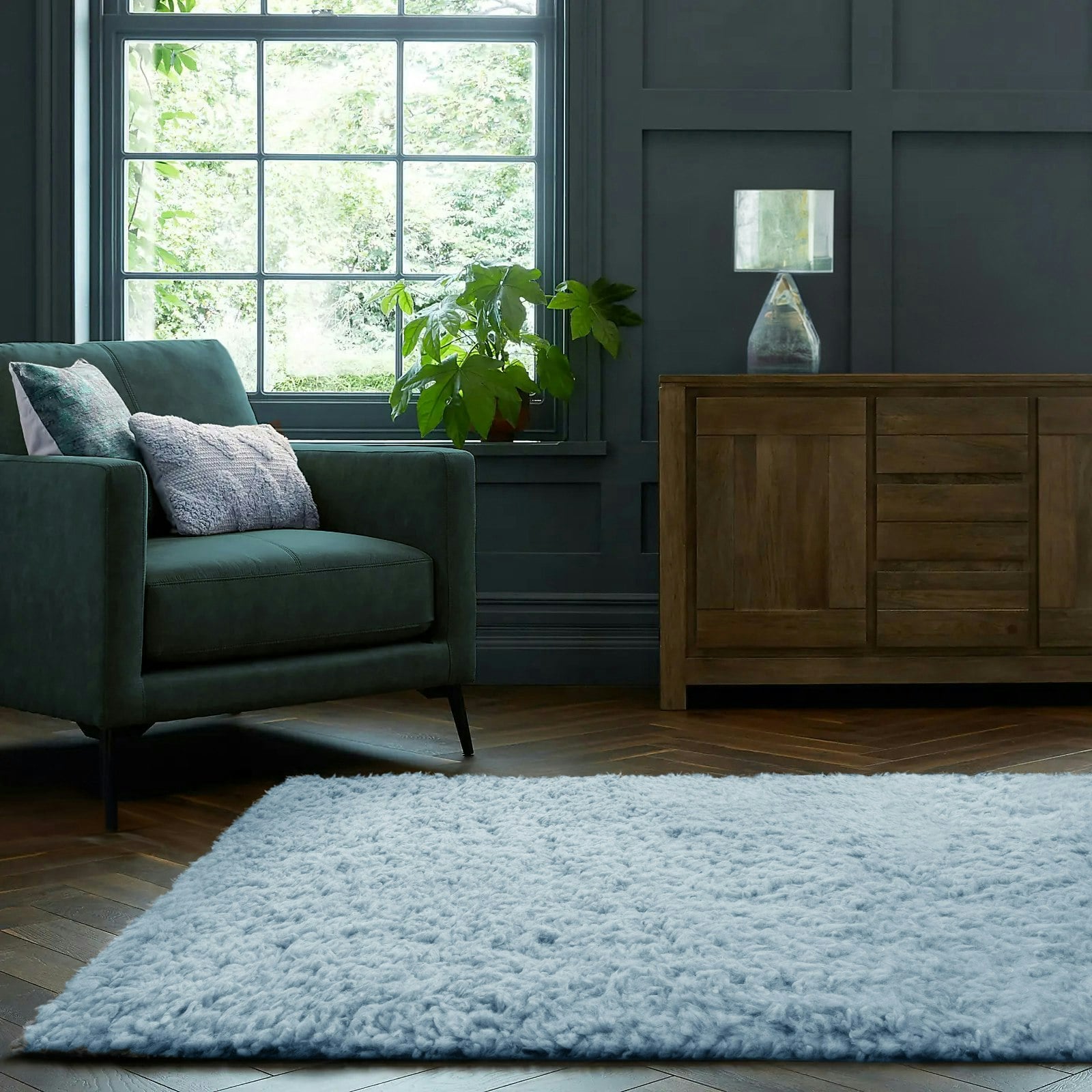 Rackhams Montana Fluffy Rug - 120 X 170 - Seafoam