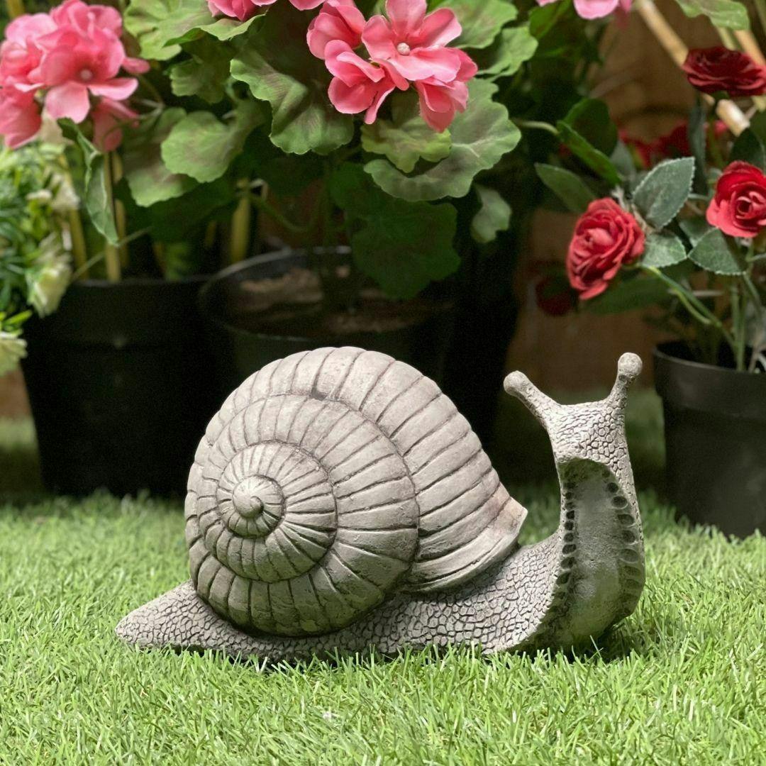 Rackhams Red/Brown Small Stone Cast Snail Garden Ornament