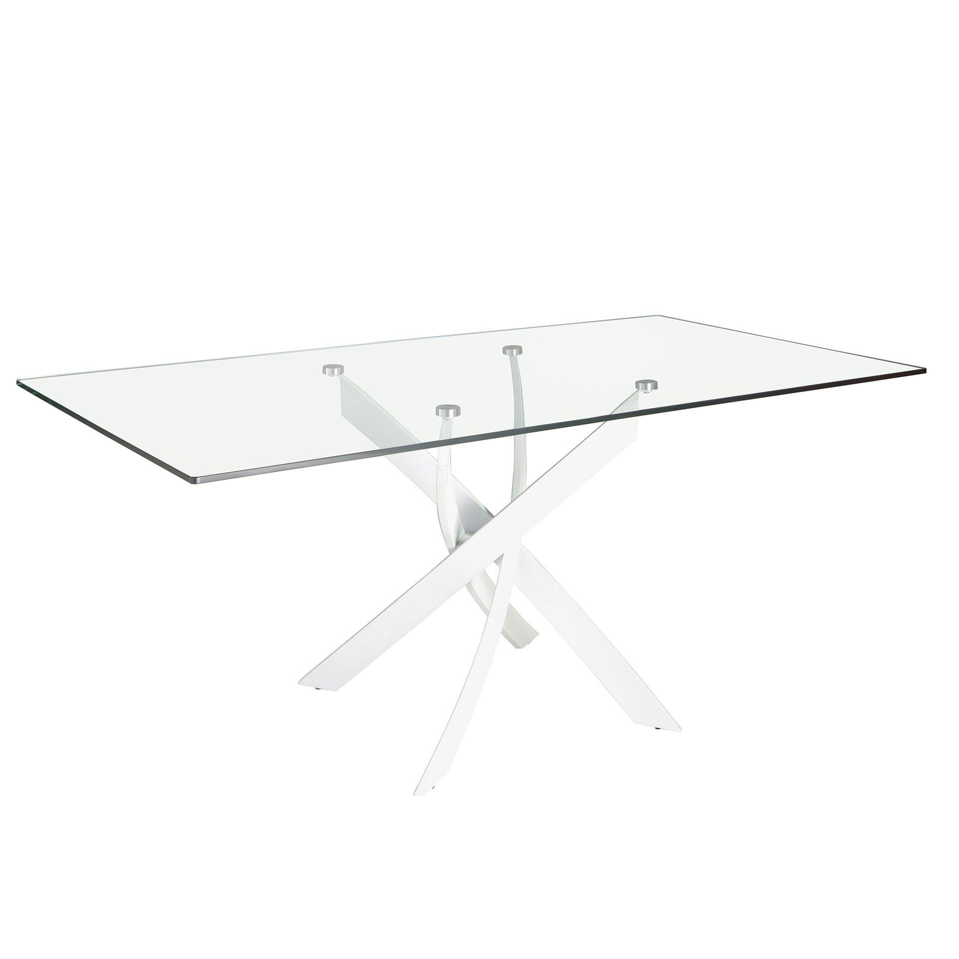 Rackhams White Rectangular Tempered Glass And Steel Dining Table 1138 - 160 X 95 X 75