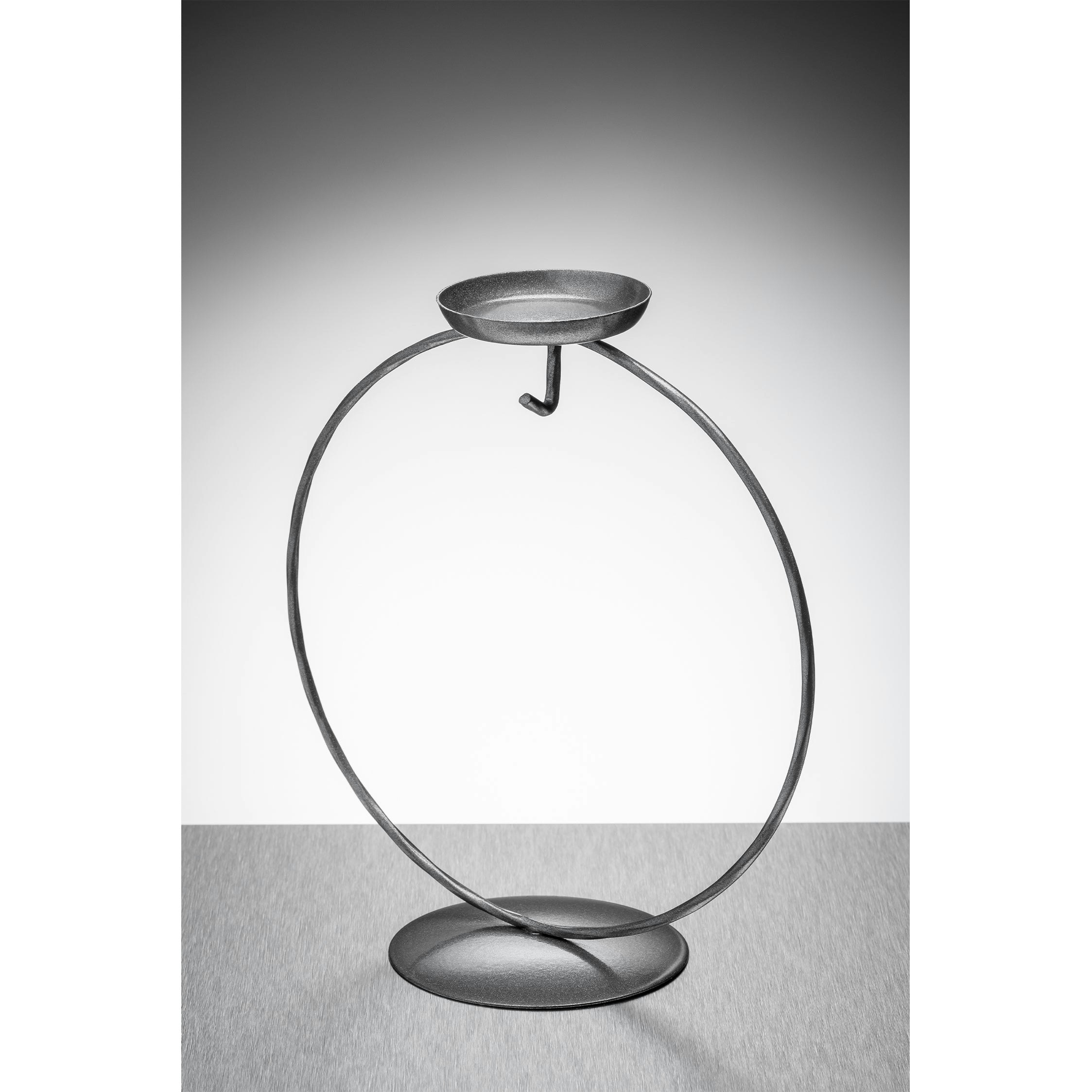 Sienna Glass Light/Silver Circular Metal Ornament Stand With Tea Holder