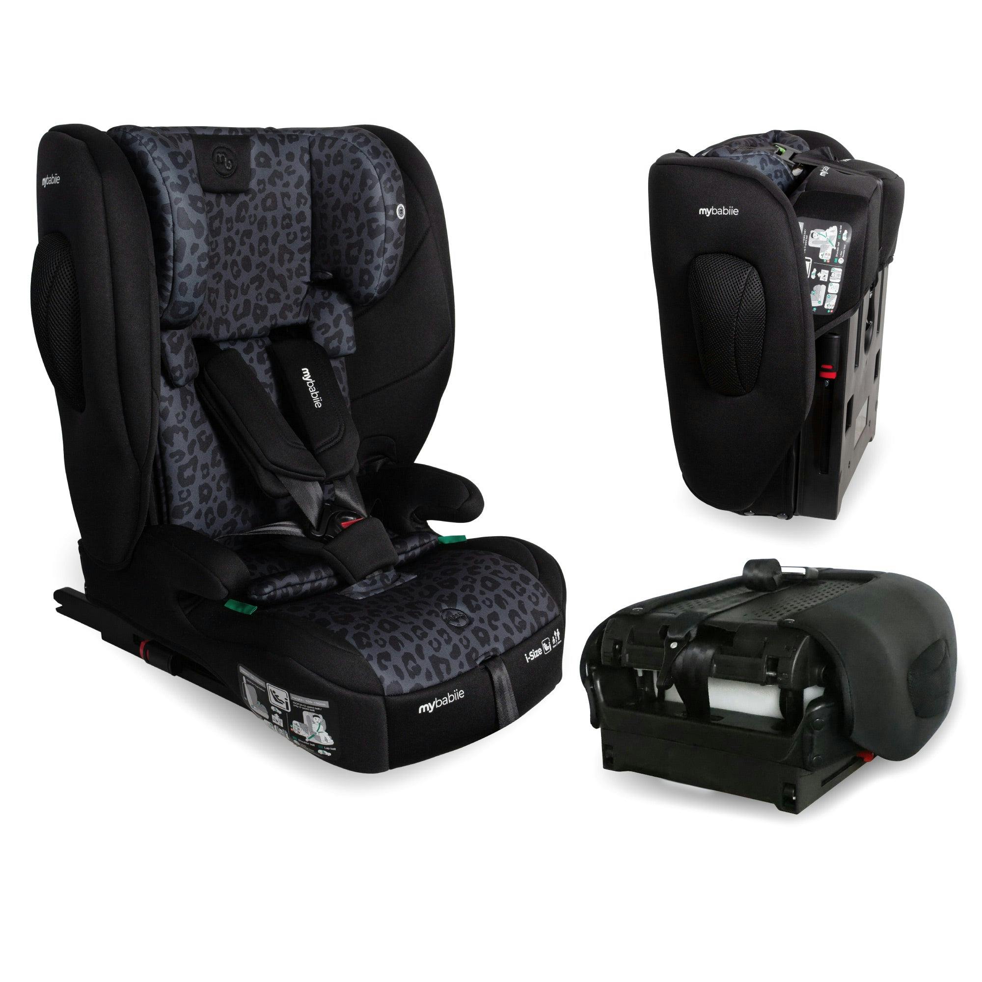 My Babiie Black Mbcs80 Foldable Toddler To Booster R129 Car Seat With Isofix - Leopard
