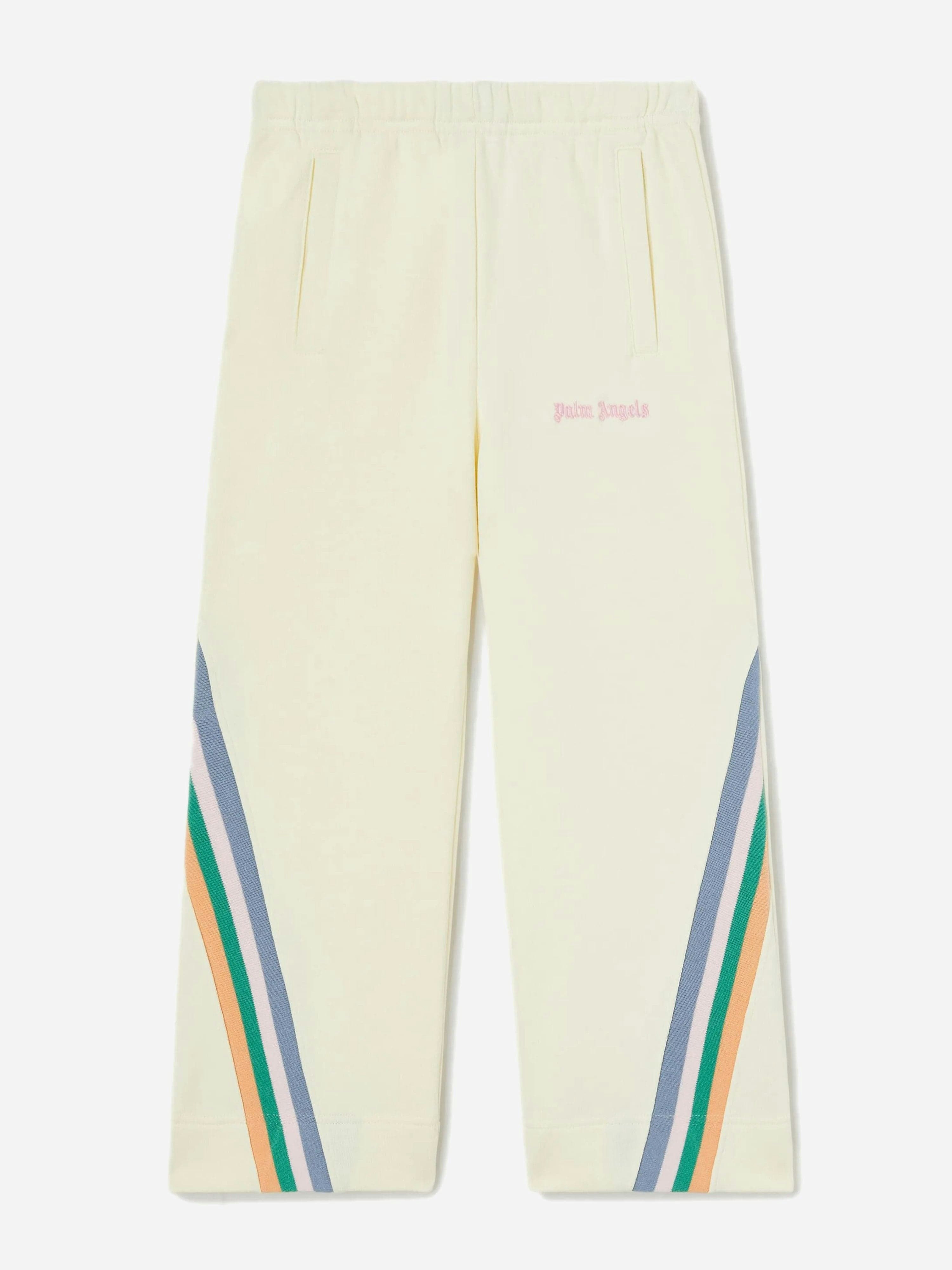 Palm Angels Girls Ivory Colourful Track Wide Pants In - 14 Yrs