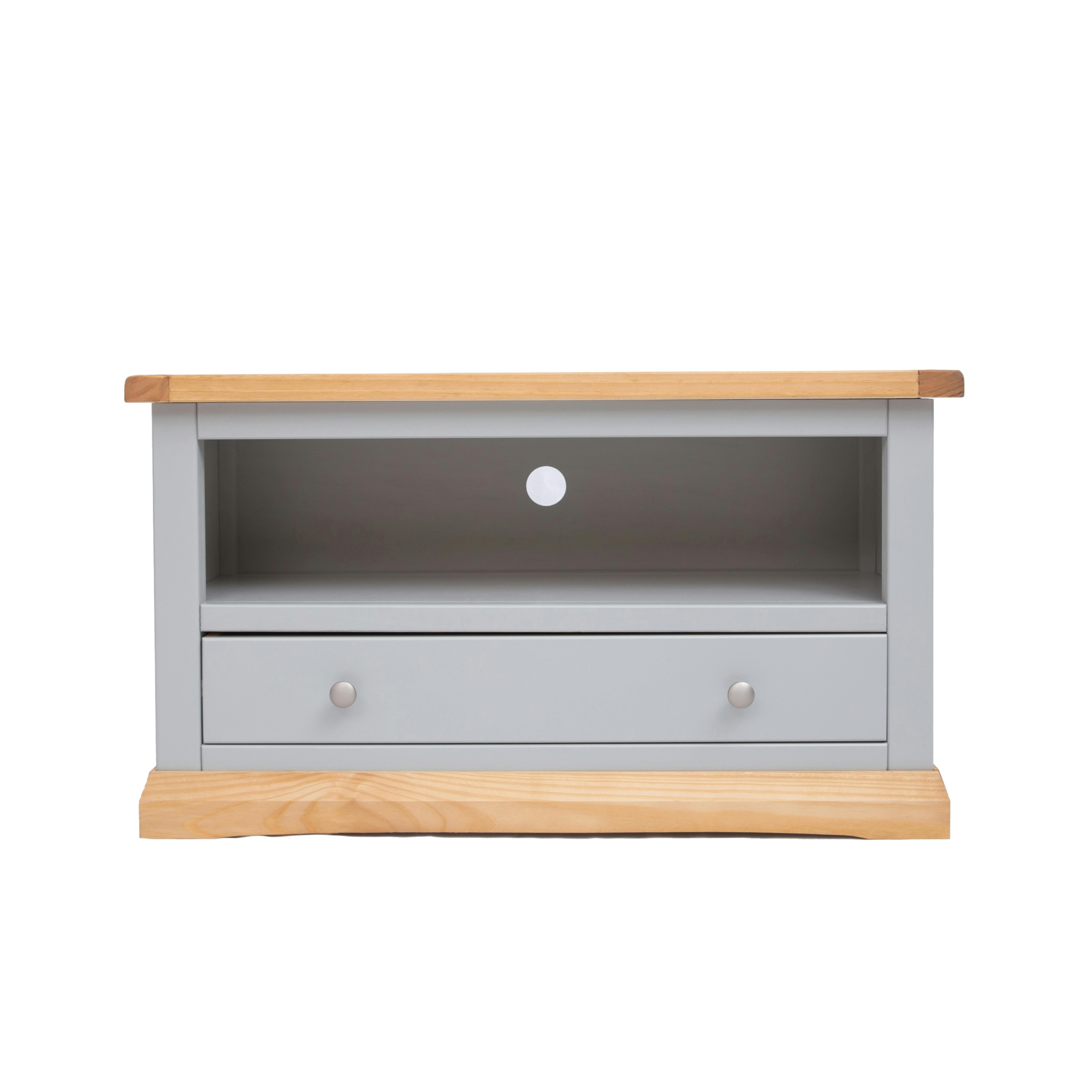 Cabinet Bits Light/Grey Bomporto 1 Drawer Tv Cabinet Chrome Knob