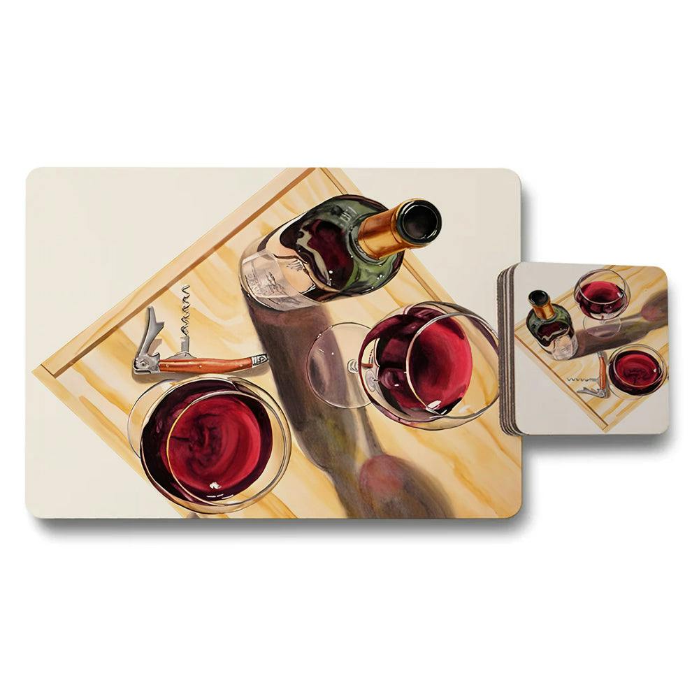Benjamin Tate Design Designer Artwork Set Of 12 Placemats And Coasters Wood Bottom High End Print Technology Limited Edition