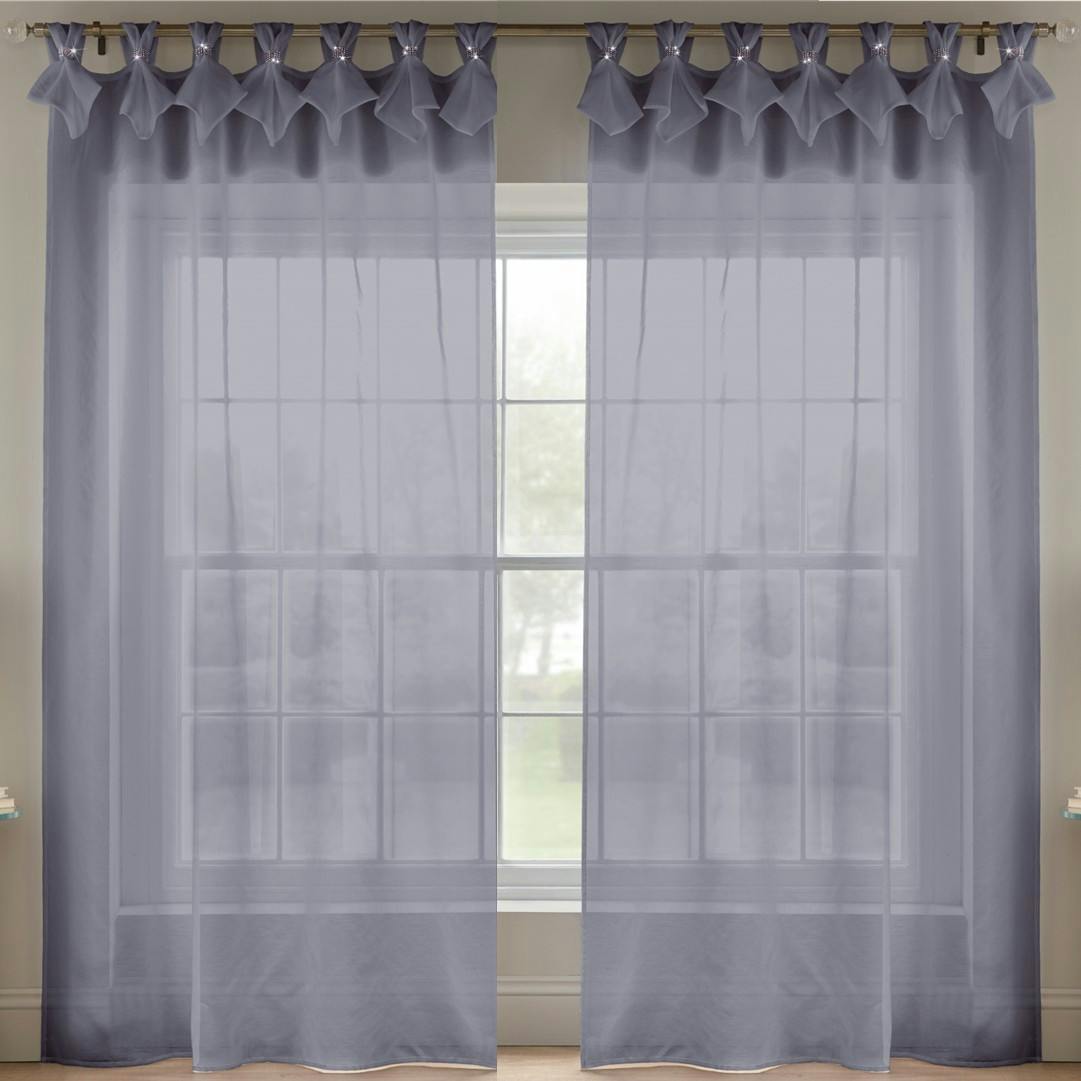 Rackhams Silver Linen Look Voile Tab Top Curtain Pair - 145Cm Width X 229Cm Drop