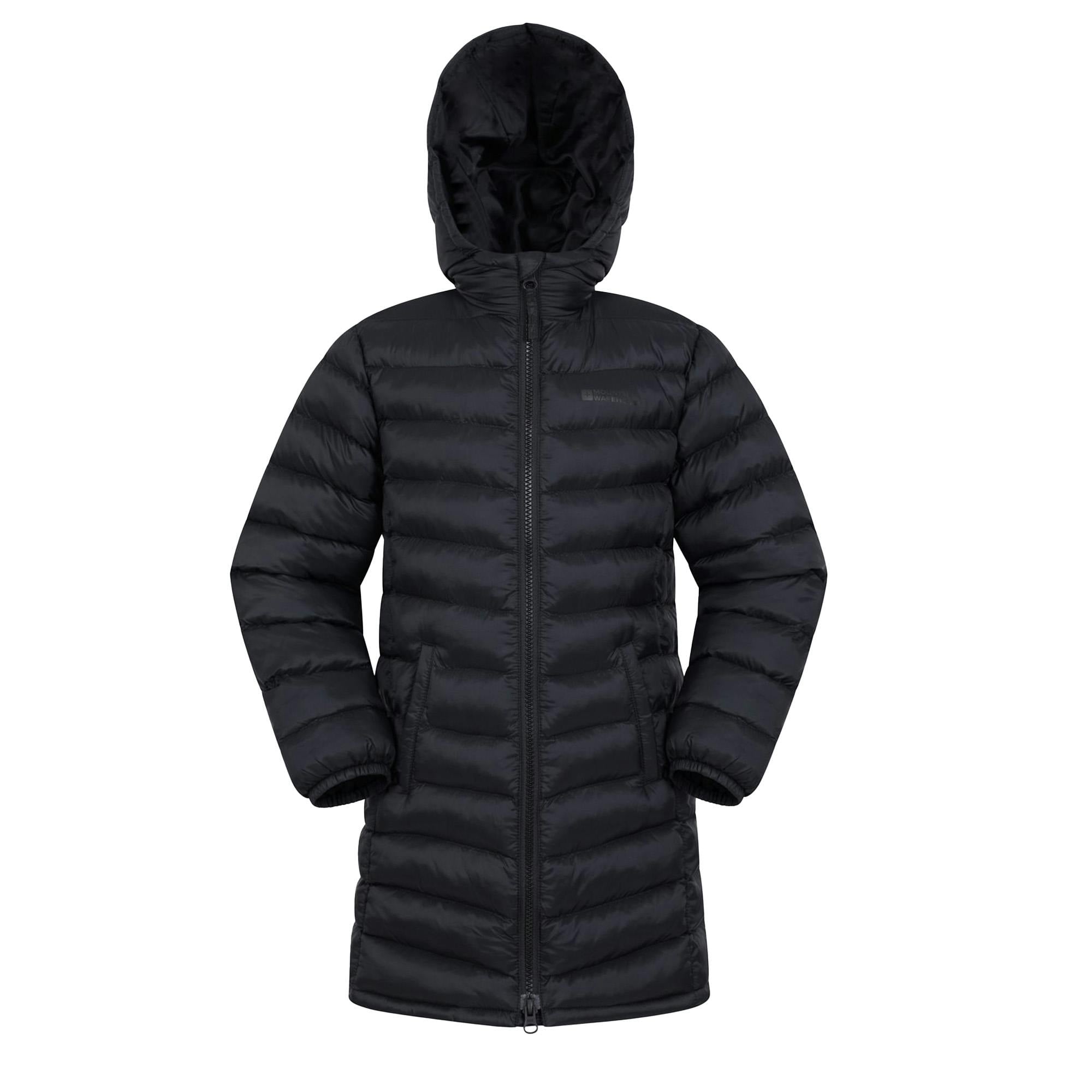 Mountain Warehouse Black Childrens/Kids Florence Longline Padded Jacket - 5-6 Years - 100% Nylon