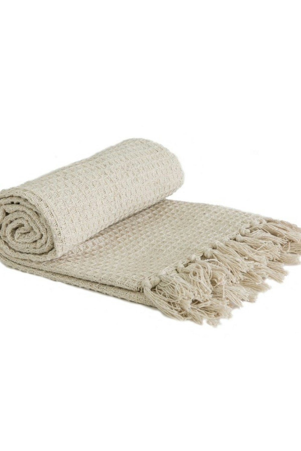 Rackhams Ivory Honeycomb Throw Over Blanket - 50" X 60"