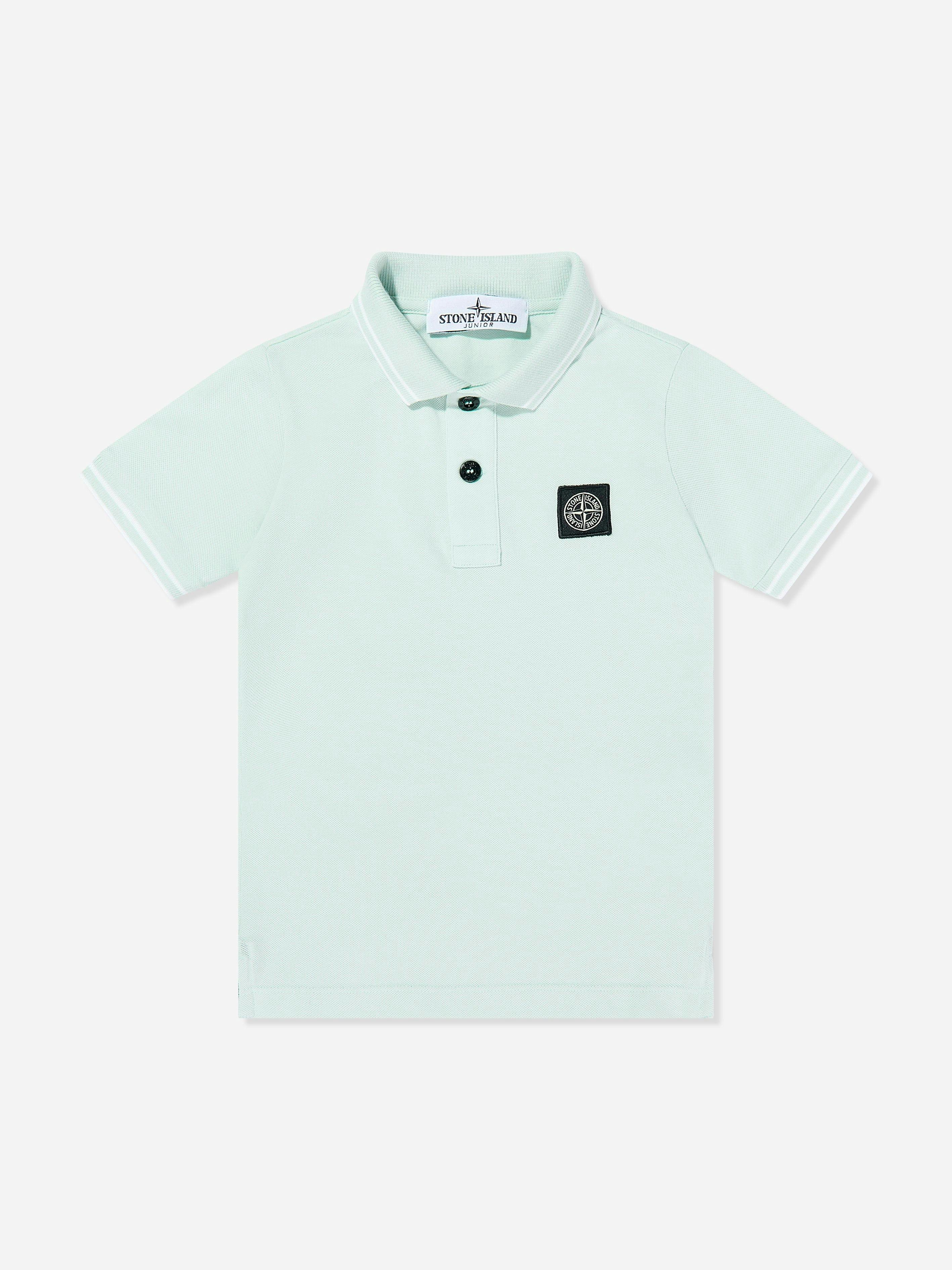 Stone Island Boys Blue Junior Compass Patch Polo Shirt In - 6 Yrs