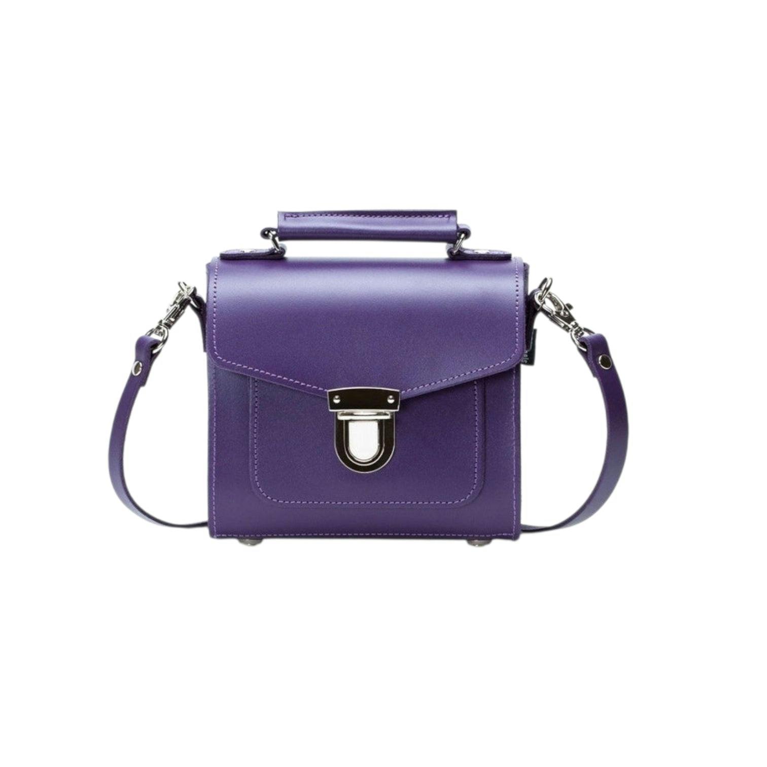 Zatchels Purple Handmade Leather Sugarcube Handbag - Plus