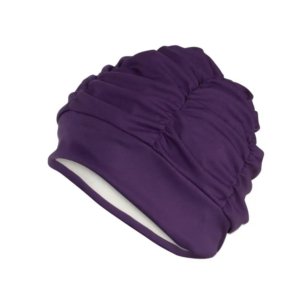 Fashy Purple Pleated Fabric Swim Cap