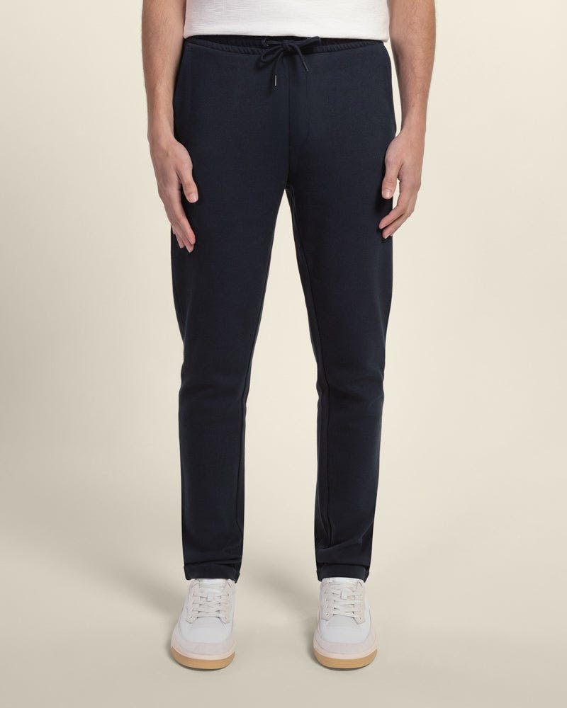 Larsson & Co Pique Interlock Turn Up Jogger - Navy - Xl