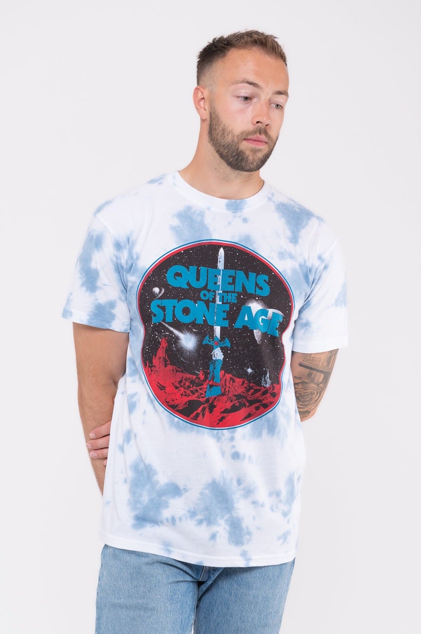 Paradiso Clothing Unisex White Paradiso Queens Of The Stone Age Branca Sword Dip Dye T Shirt - Xxl