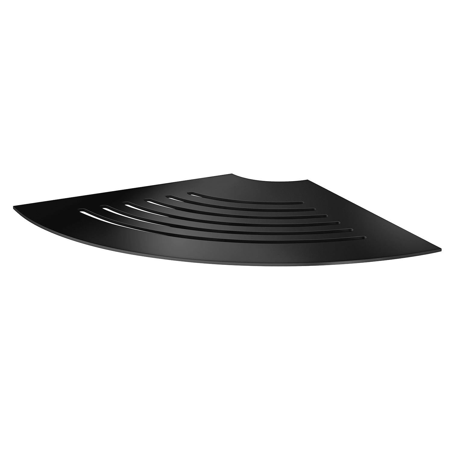 Rackhams Black Matt Stainless Steel Grout Line Shower Corner Shelf With Lines (200 X 200Mm)