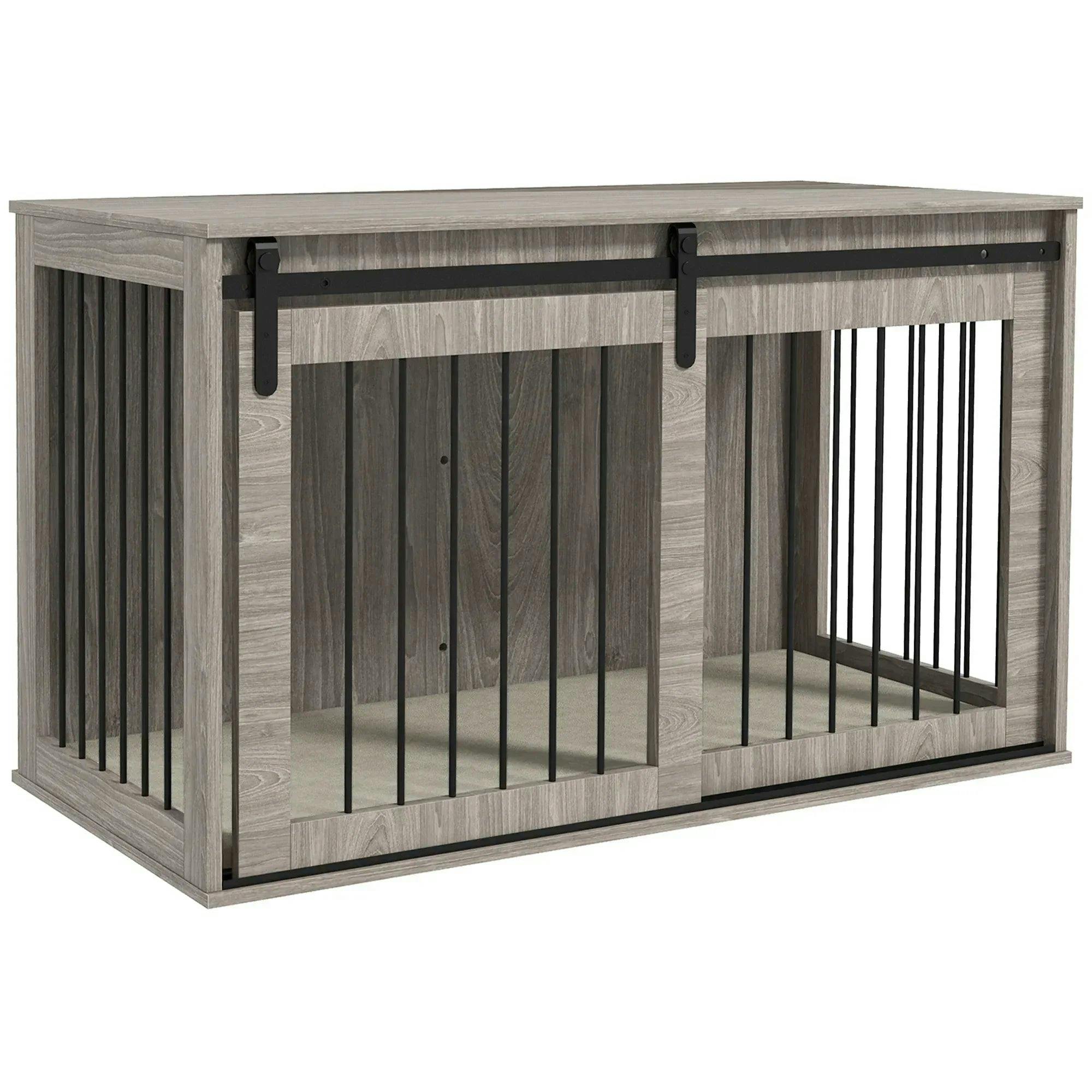 Pawhut Unisex Brown Dog Crate Furniture With Removable Cushion, For Dogs In - Image 6