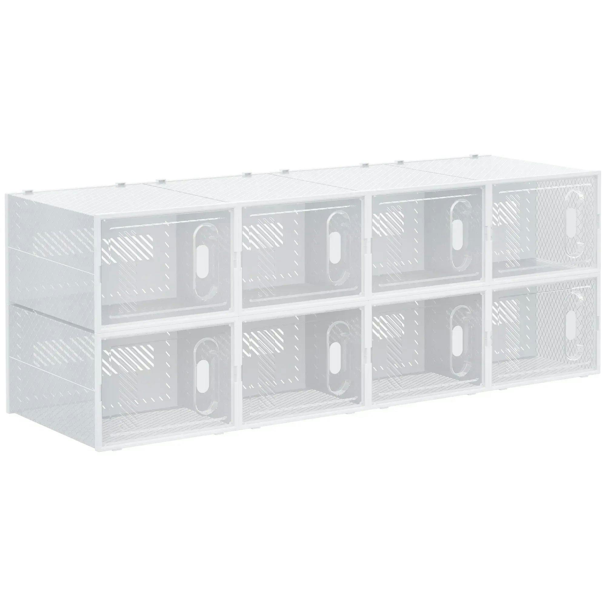 HOMCOM Stackable Clear Plastic Shoe Storage Boxes - Fits Size 8.5 UK / 43 EU - 8 Piece Set - Image 4