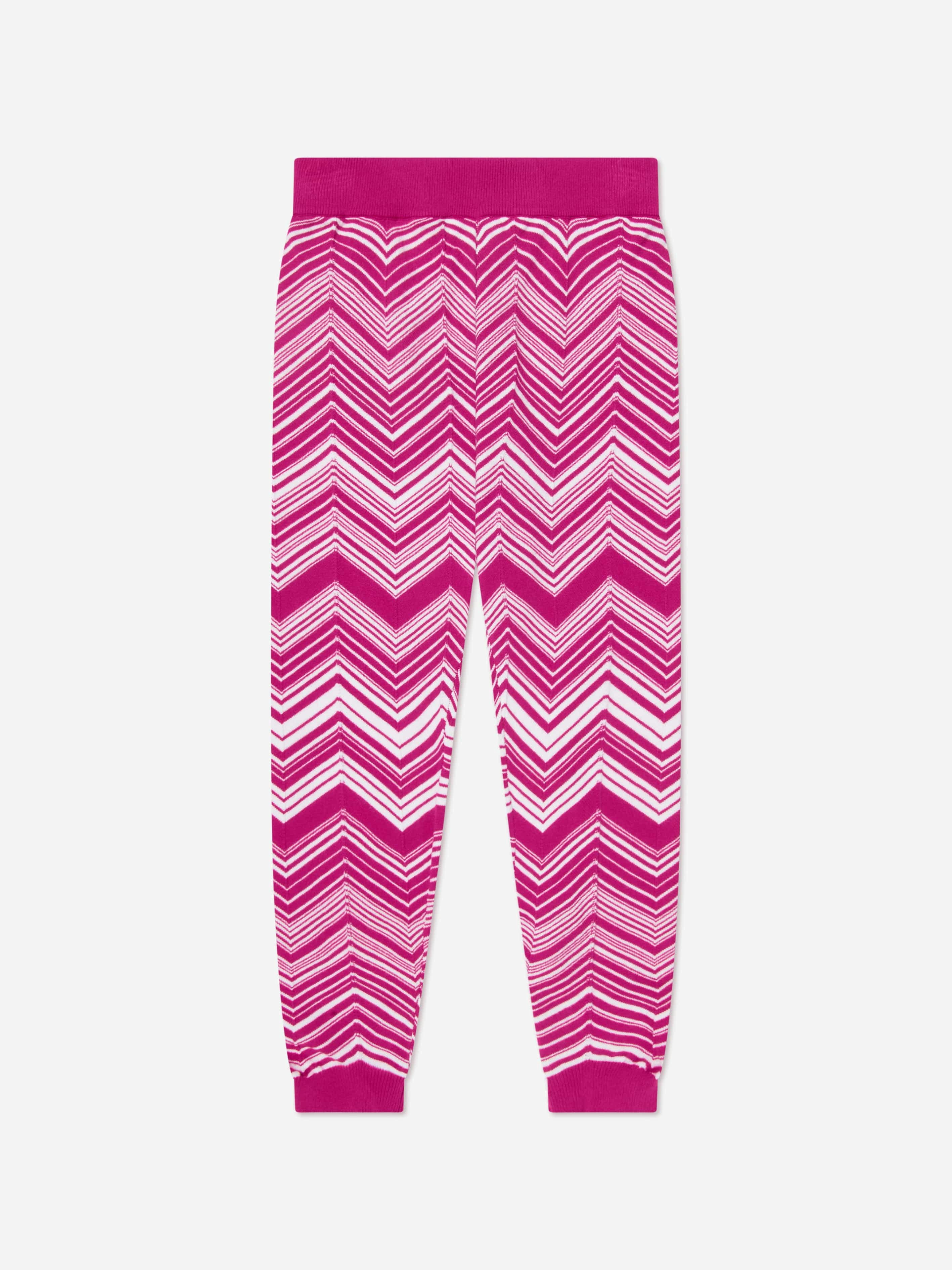 Missoni Girls Pink Zigzag Knitted Leggings In - 14 Yrs