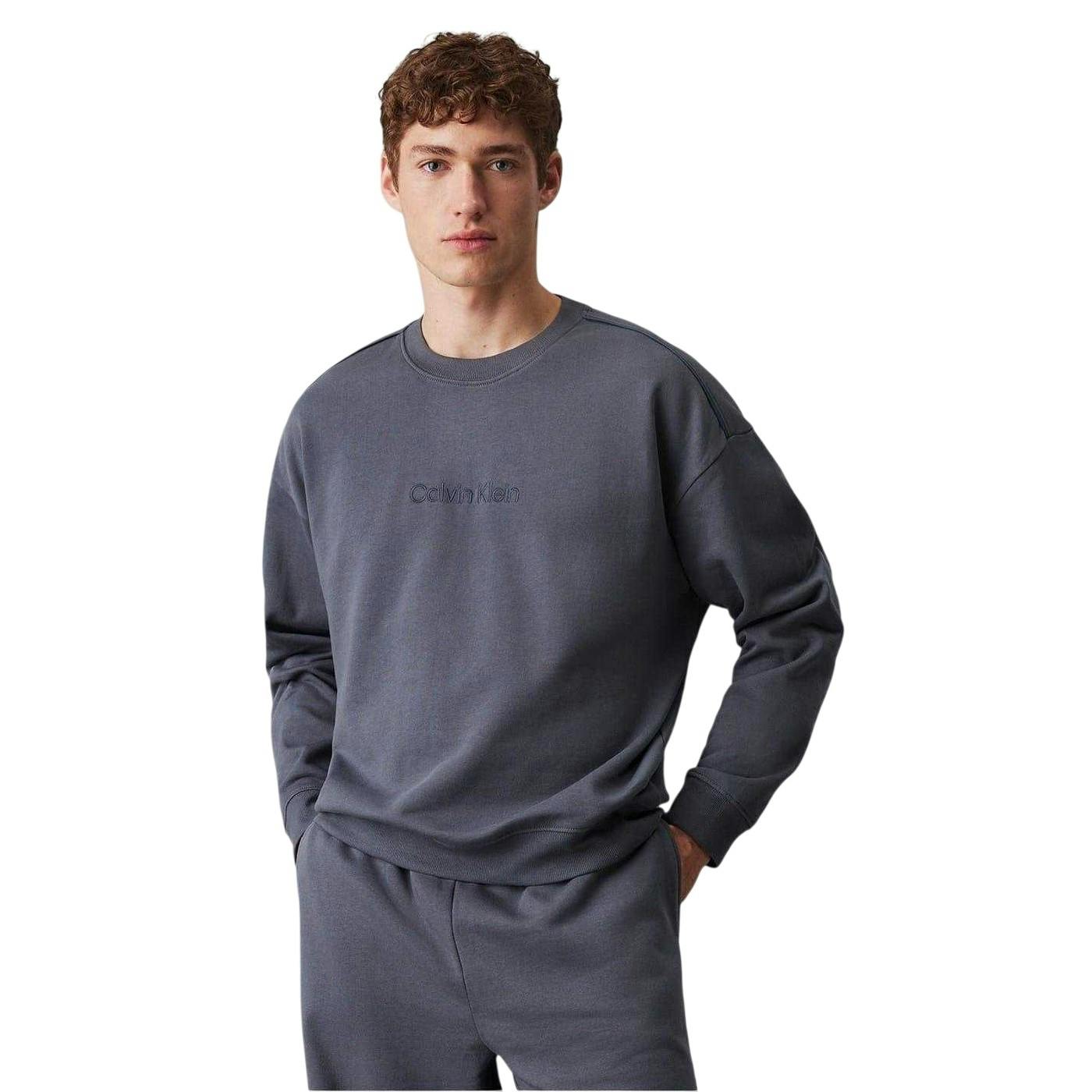 Calvin Klein Men's Cotton Sweatshirt - Ink - S - Ink - 100% Cotton