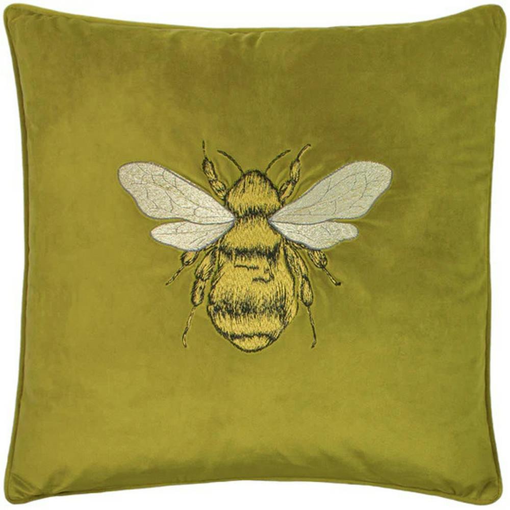 Paoletti Hortus Bee Cushion Cover - Olive - 50Cm X 50Cm - Olive - 100% Polyester