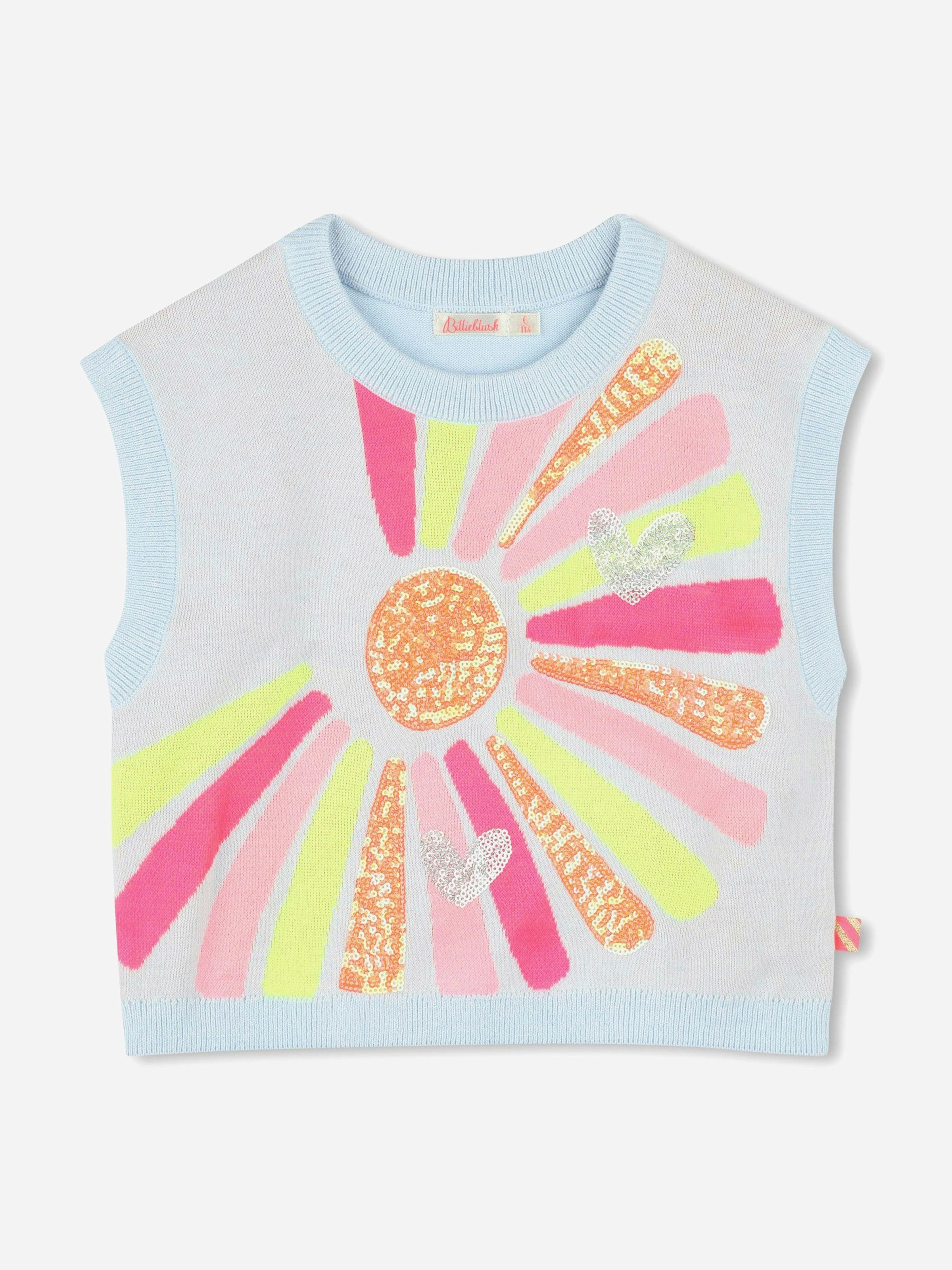 Billieblush Girls Blue Knitted Tank Top In - 12 Yrs