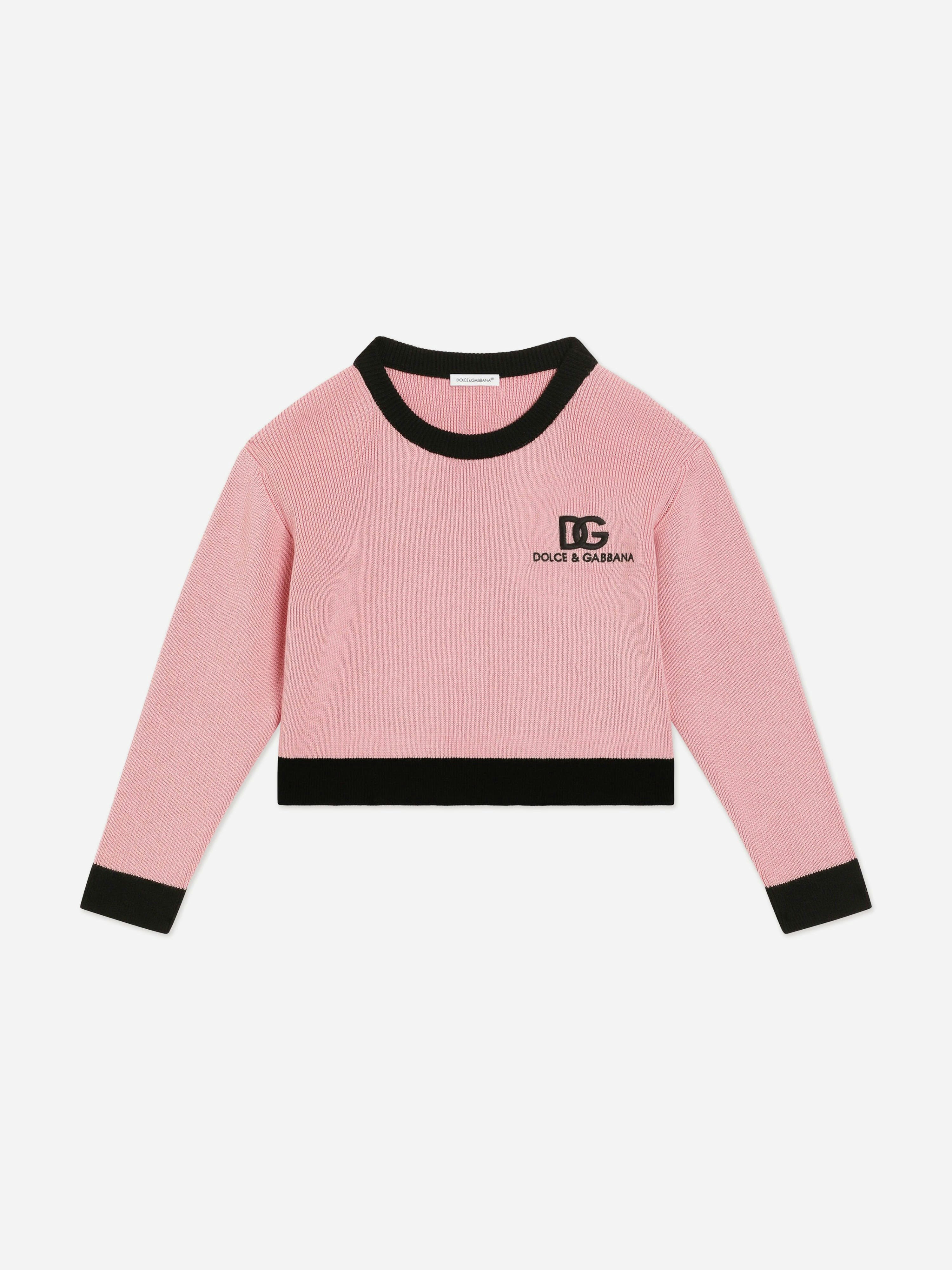 Dolce & Gabbana Kids Girls Pink Dolce & Gabbana Cashmere Logo Jumper In - 8 Yrs