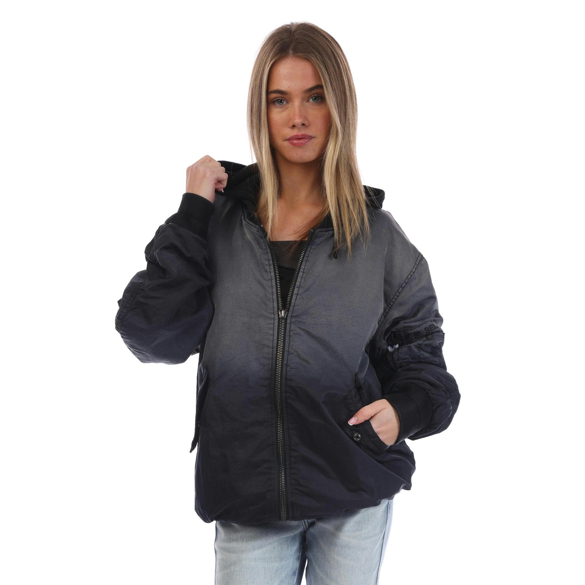 Diesel Women's Black J-Common Bomber Jacket - Xl - 100% Cotton