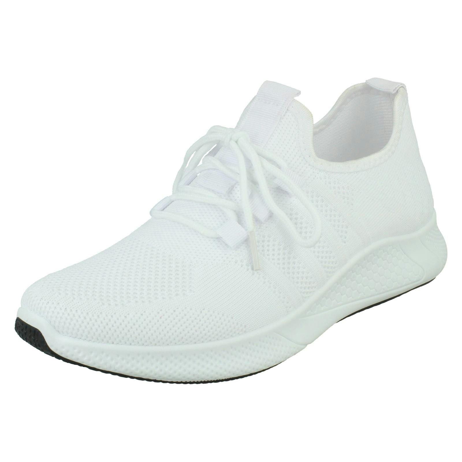 Spot On Women's White Casual Lace Up Trainers F7201 - Uk 4