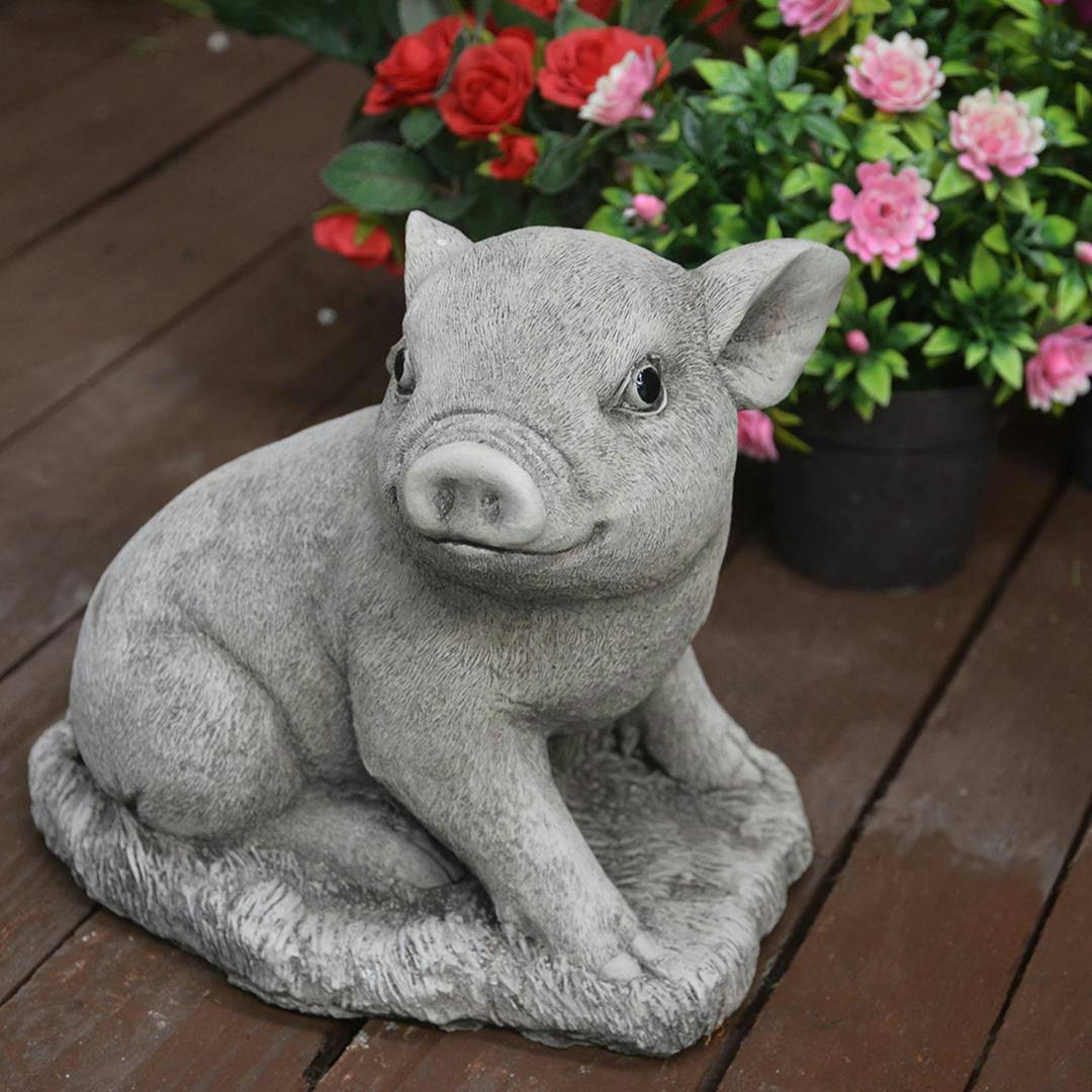 Osn Adorable Stone Cast Babe Pig Garden Ornament