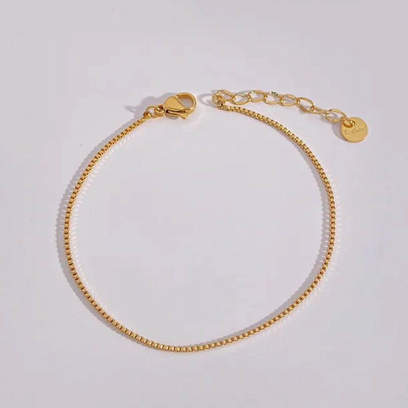 Elk & Bloom Gold Tiny 14K Beaded Drop Satellite Anklet - Yes Please