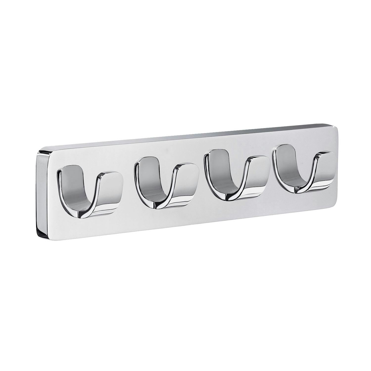 Smedbo Polished Chrome Quadruple Towel Hook Rail 45Mm X 178Mm Wall Mounted Bathroom Rectangular Robe Hooks Clothes Hanger Coat Peg