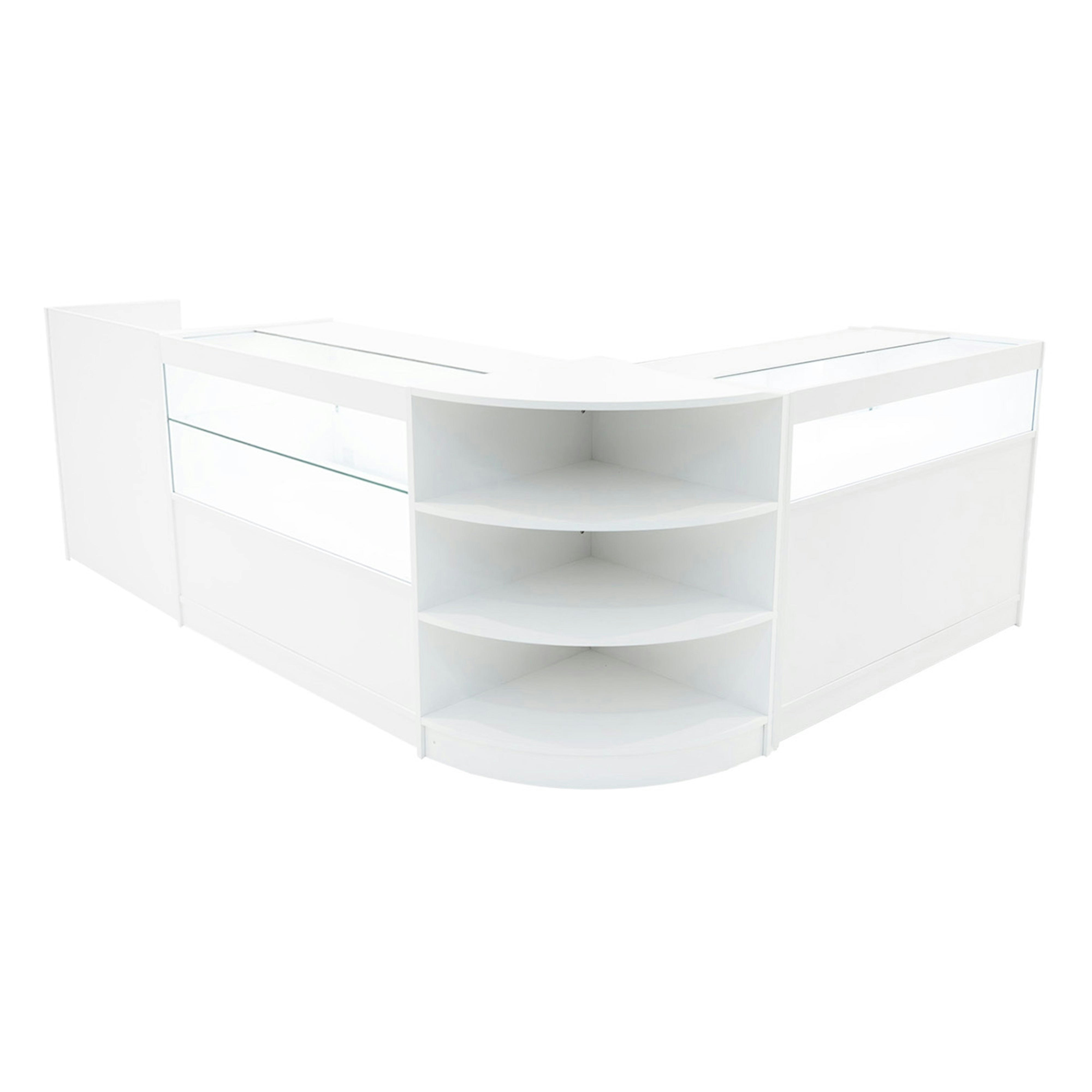 Rackhams White Europa Led Shop Counter Set B1200, C1200, Tb60 & Lm60