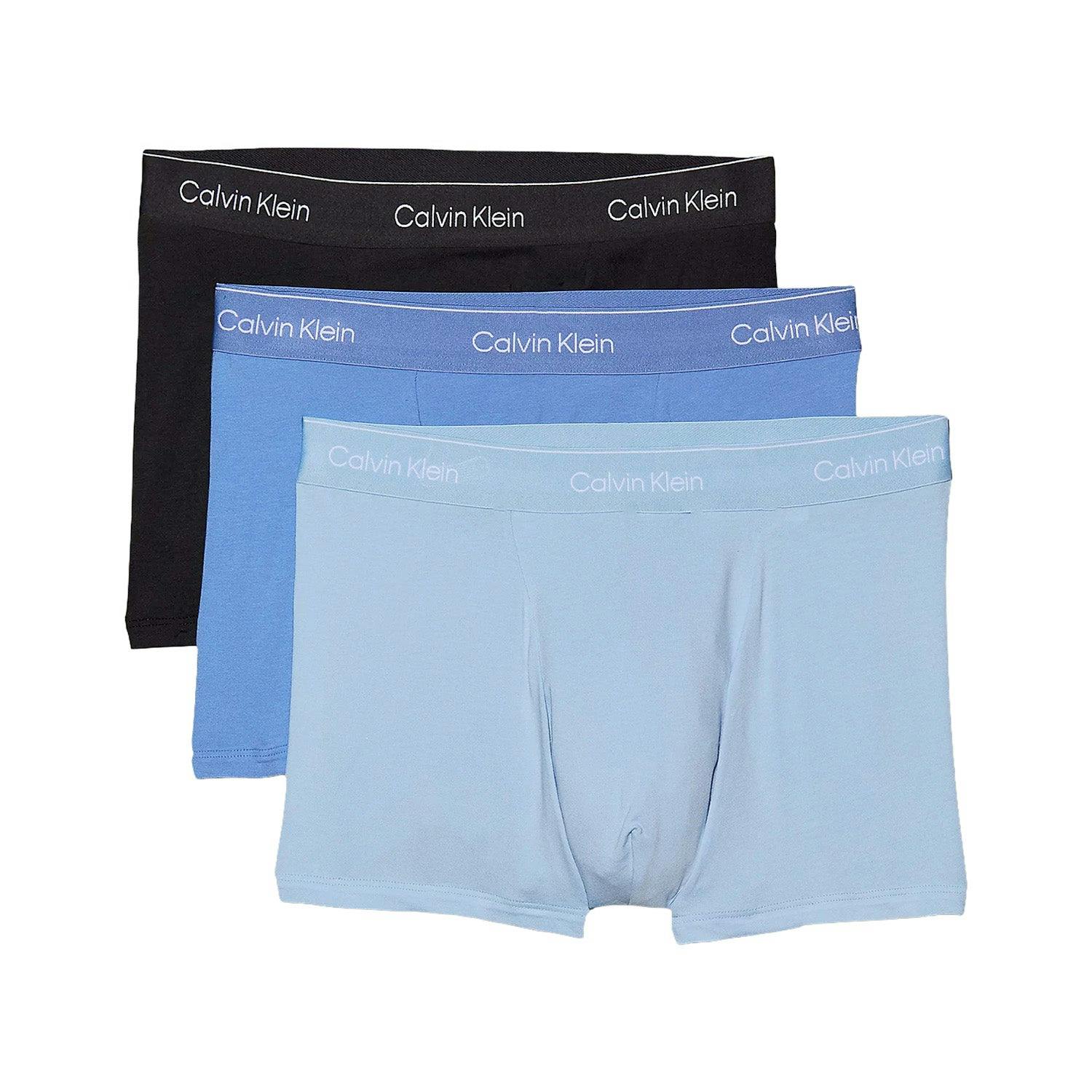 Calvin Klein Black 3 Pack Icon Cotton Stretch Relaxed Fit Trunk - /Glaciar/Bluebell - Medium