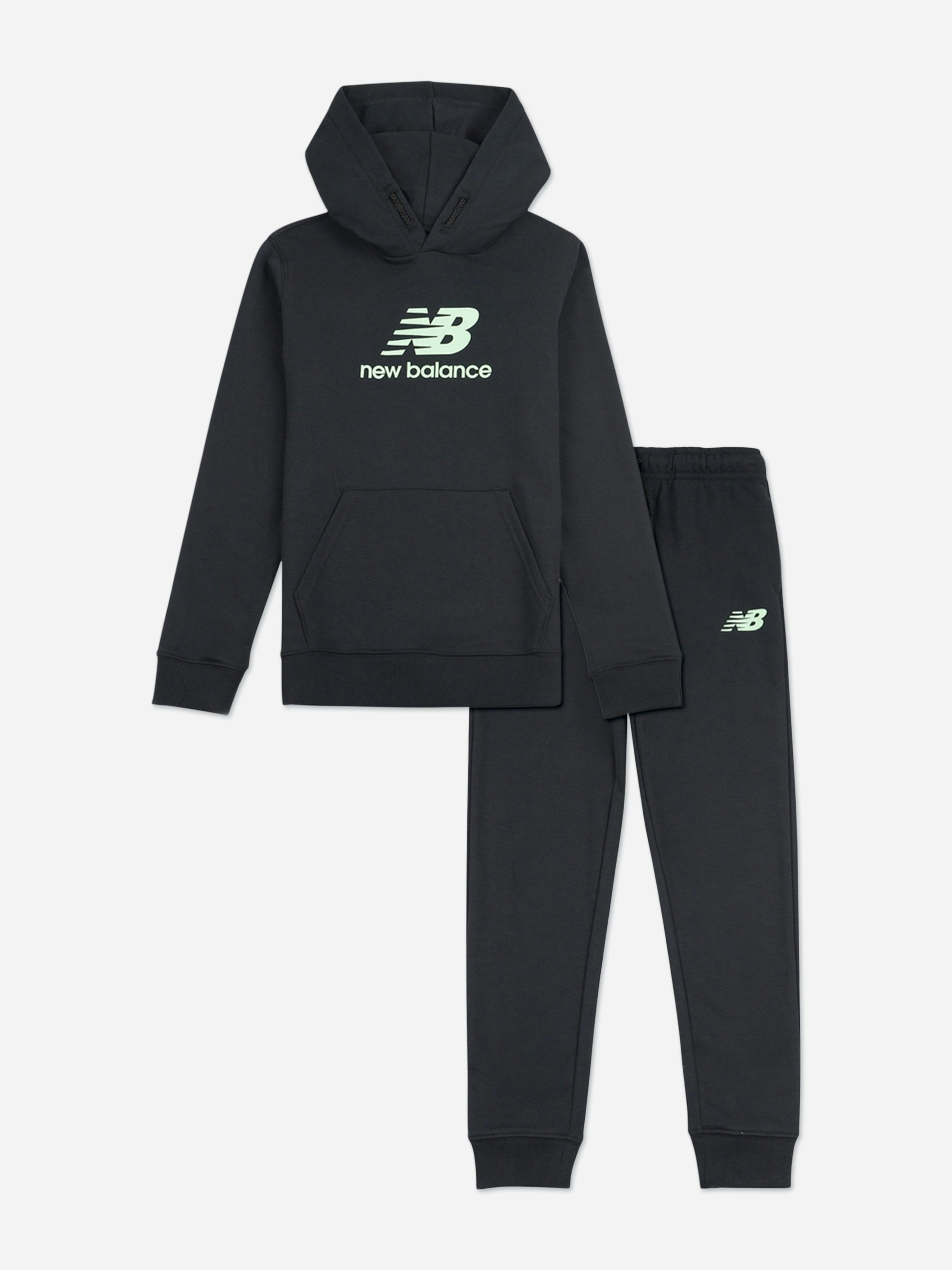 New Balance Boys Black Stacked Logo Tracksuit In - 14 - 15 Yrs