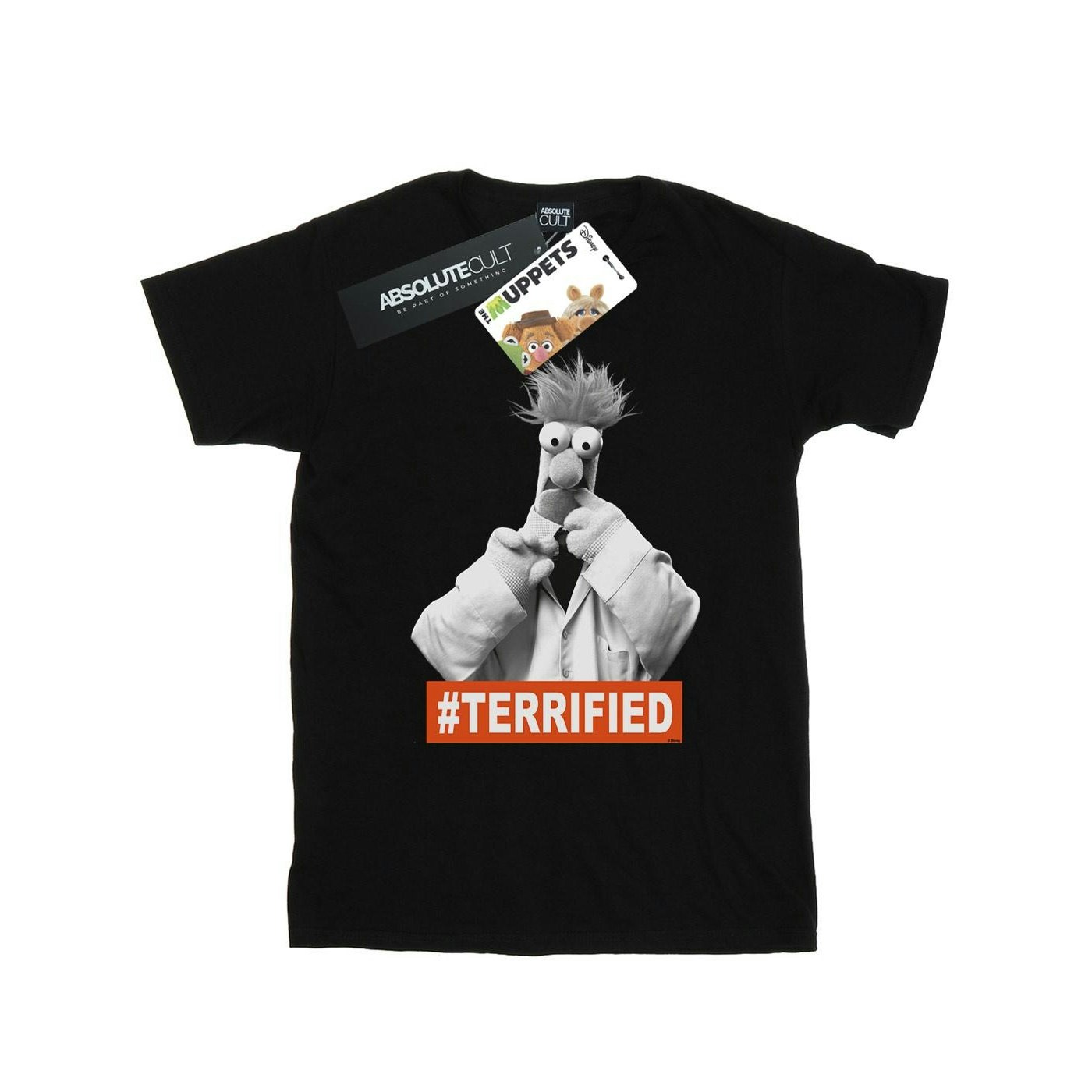 Disney Women's Black The Muppets Beaker Terrified Cotton Boyfriend T-Shirt - 3XL
