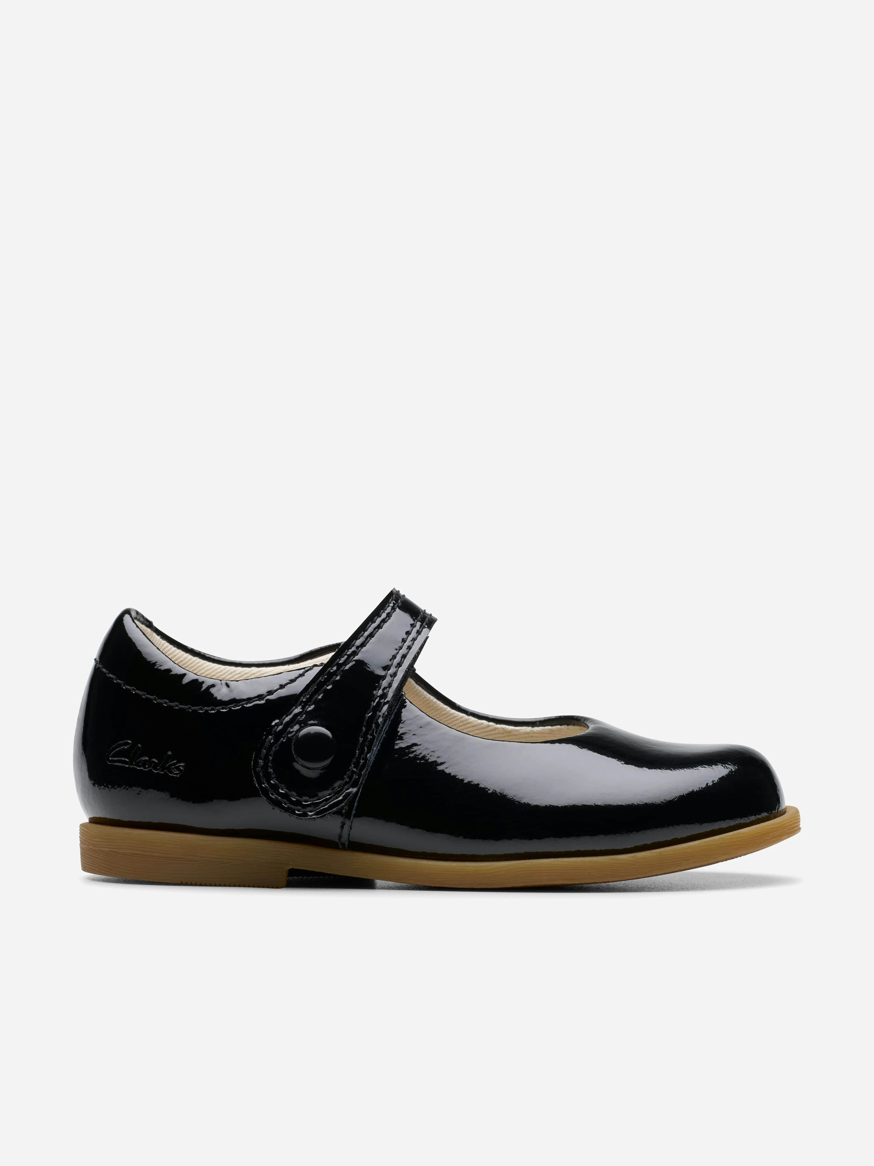 Clarks Women's Black Baby Girls Patent Drew Tap Mary Jane Shoes In - Eu 21 Uk 5