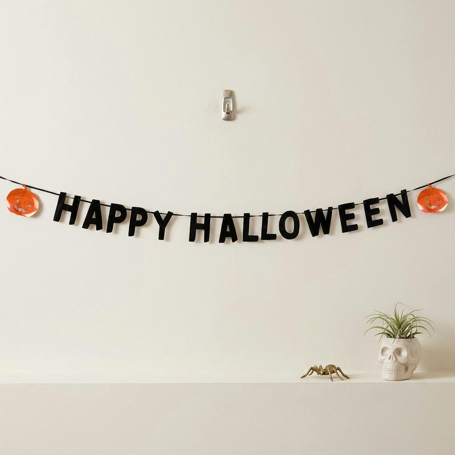 Garden Greatness Black Foil 'Happy Halloween' Bunting With Pumpkins