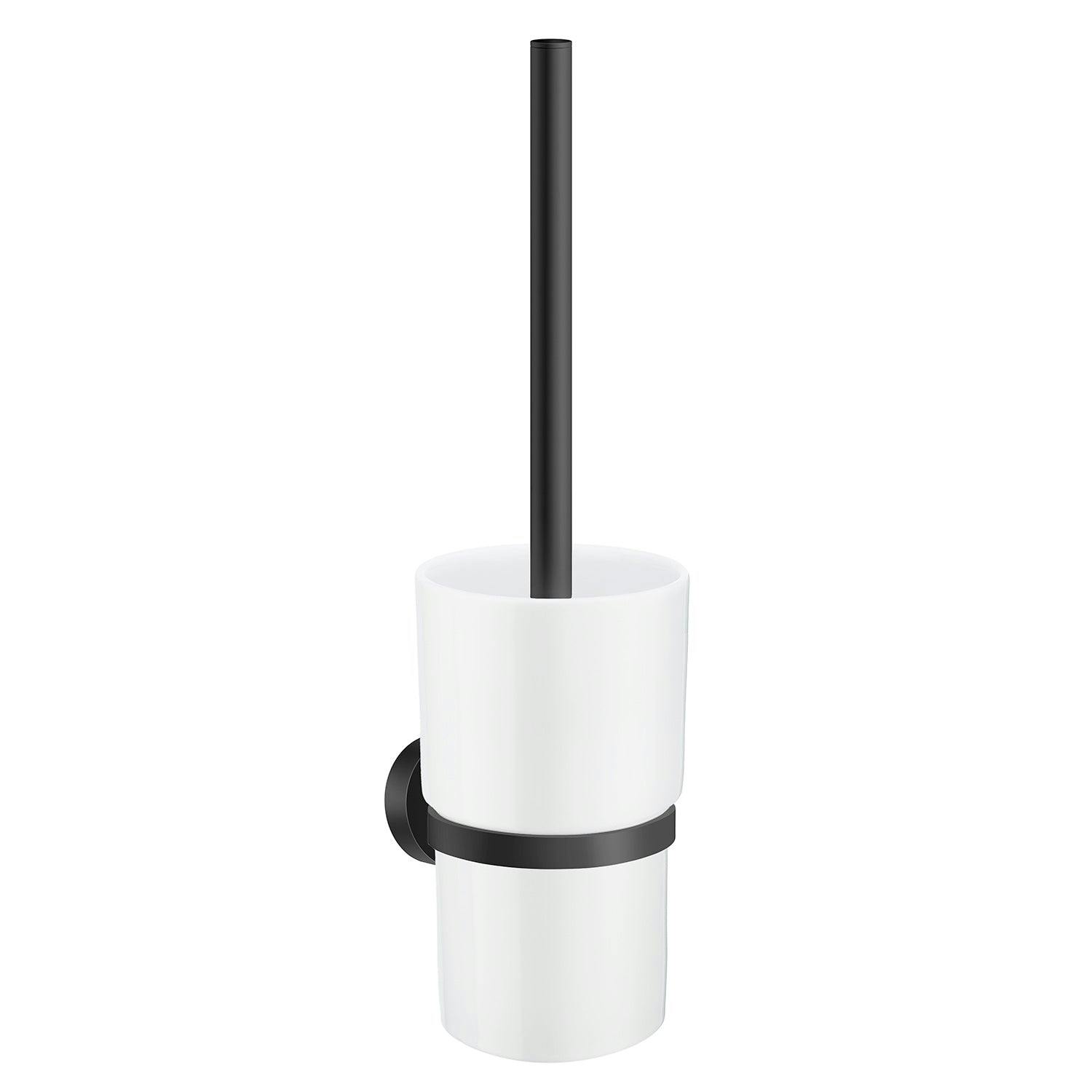 Rackhams Black Matt Toilet Brush And Porcelain Holder