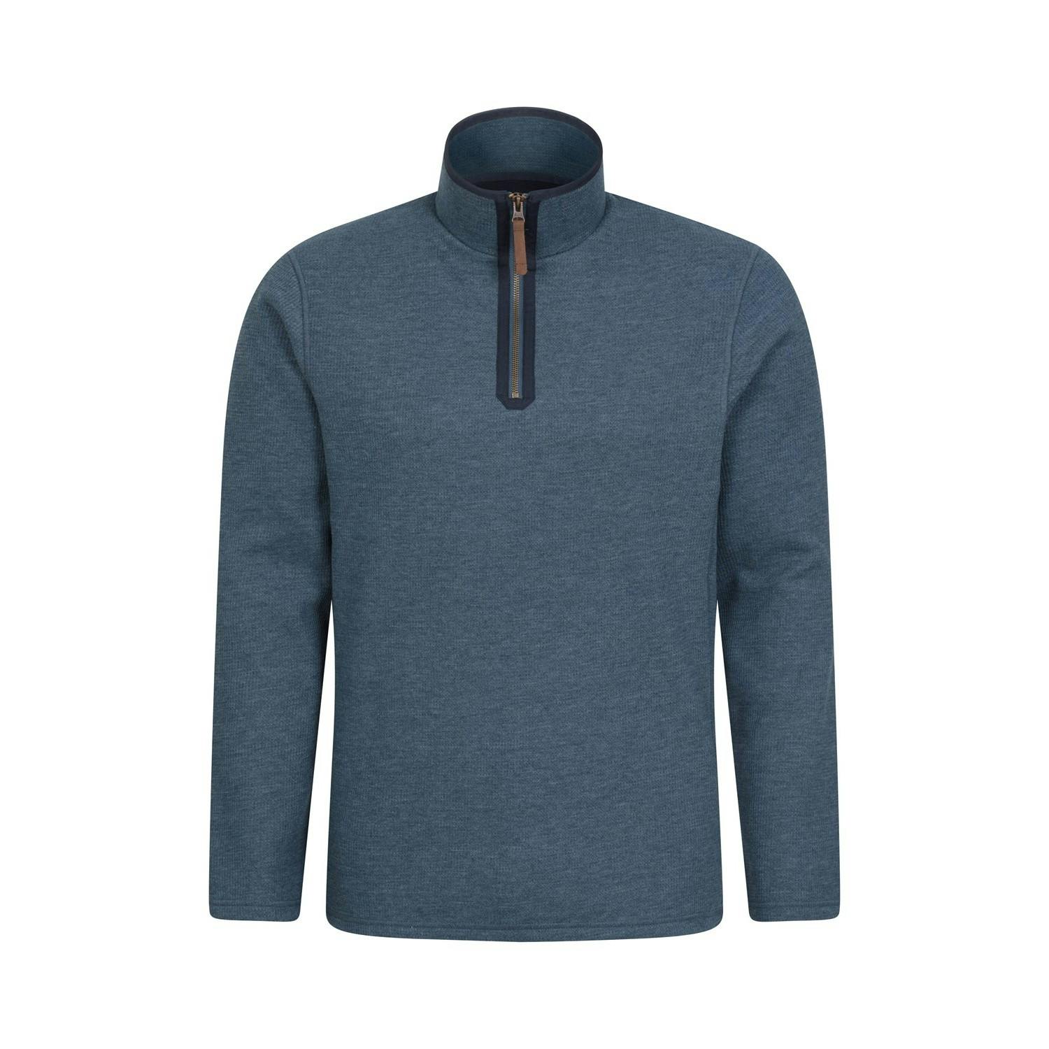 Mountain Warehouse Men's Light/Blue Beta Contrast Zip Top - Xxs - 60% Cotton/40% Polyester