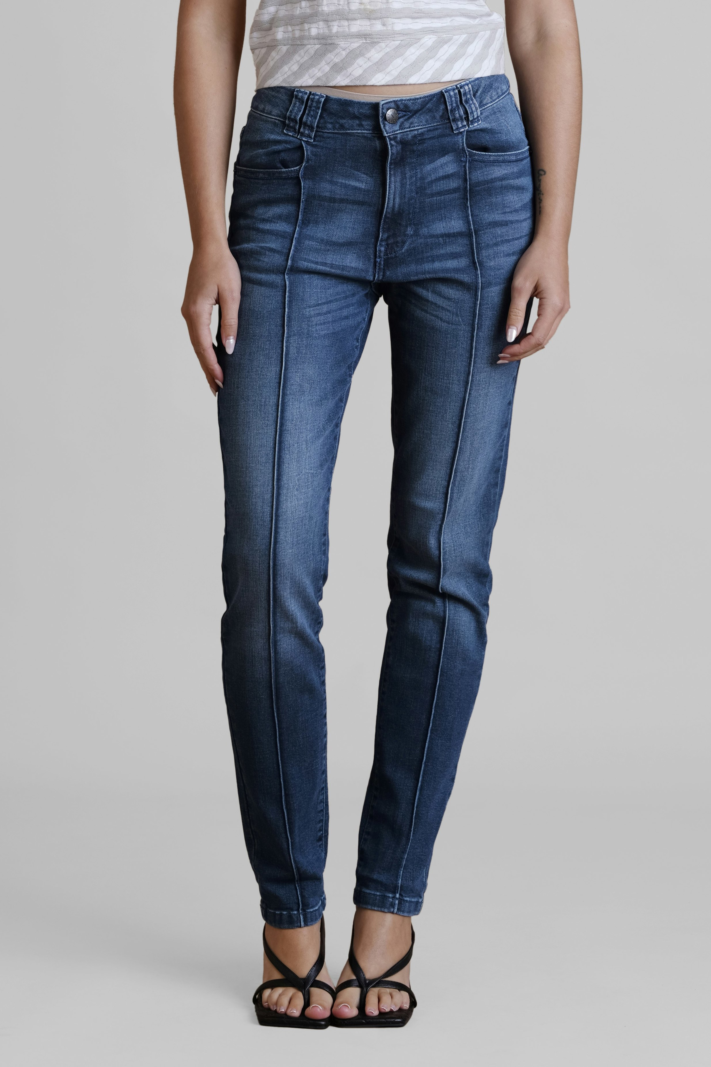 Enorsia Blue Authentic Skinny Jeans - 8 - 77.4% Cotton, 14.4% Polyester, 7% Viscose, 1.2% Elastane - Deep