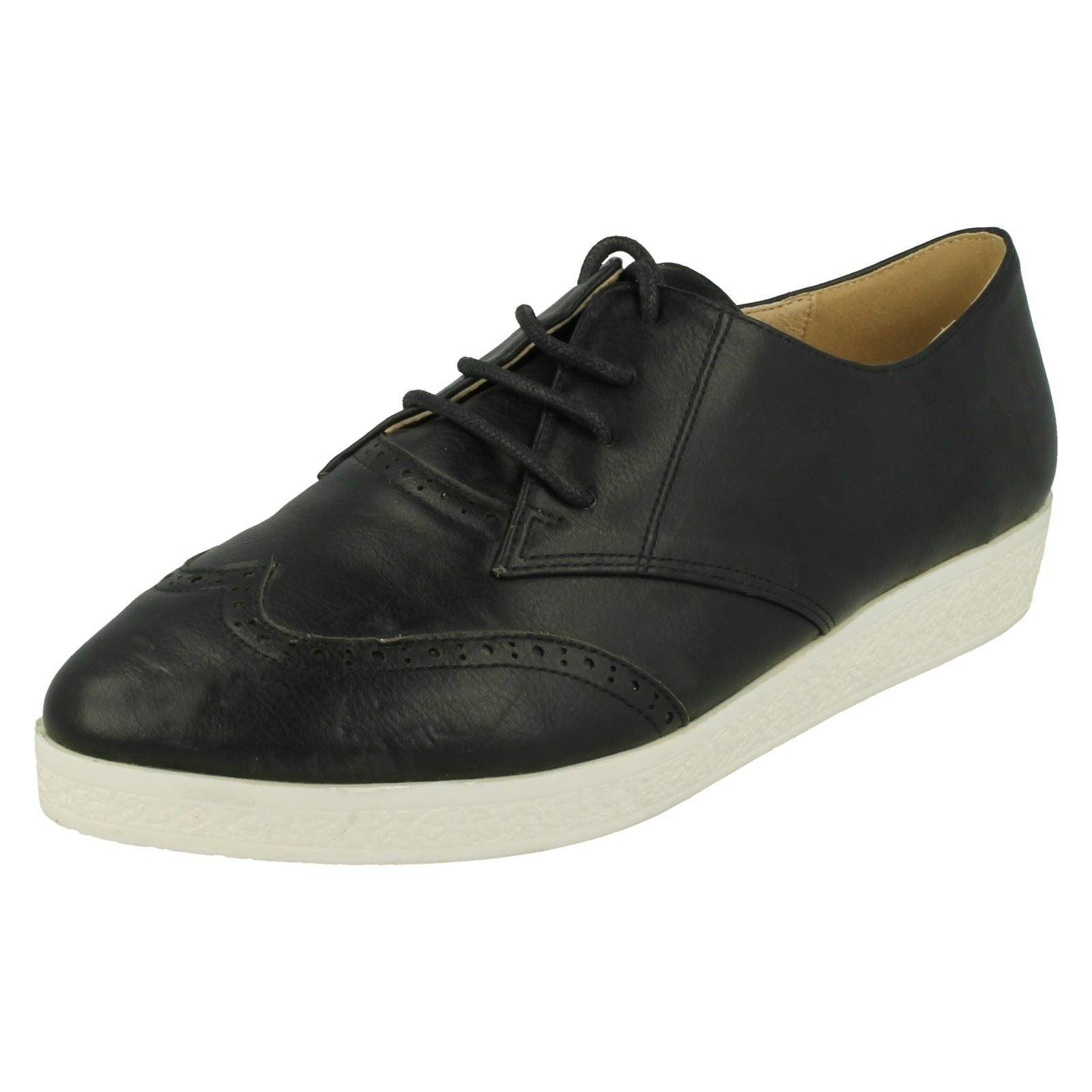 Spot On Women's Black Lace Up Brogues - Uk 4