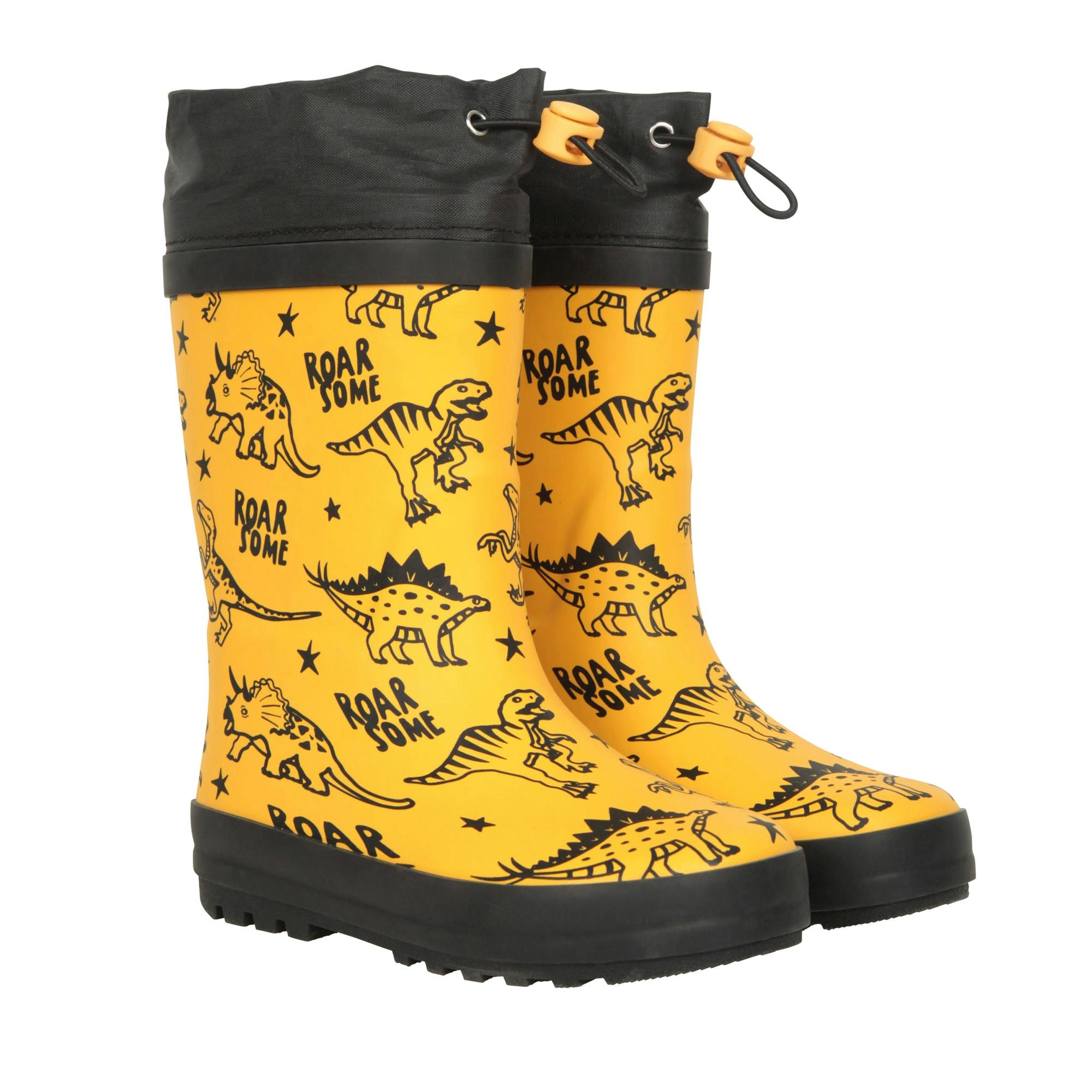 Mountain Warehouse Yellow Kids Ii Dinosaur Winter Wellington Boots - 10 Uk Child