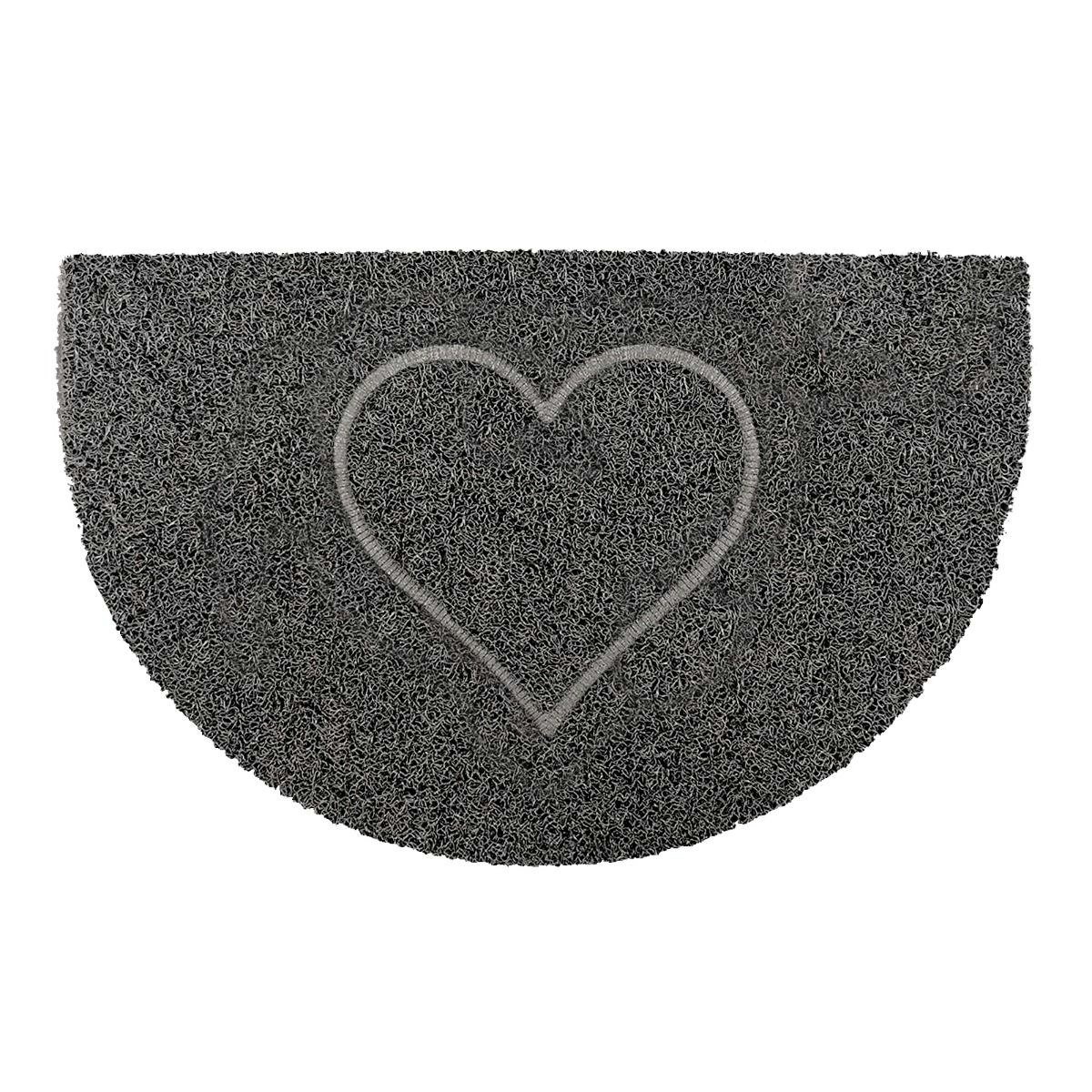 Rackhams Grey Heart Half Moon Doormat In - Vinyl - 1