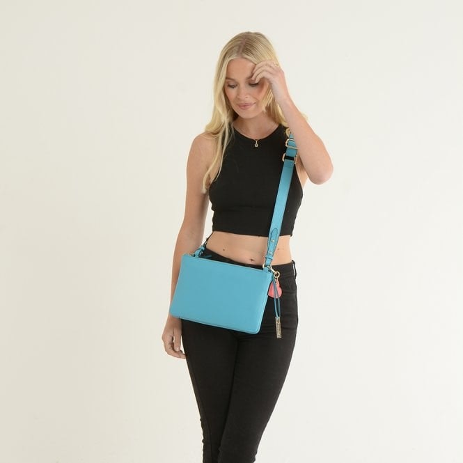 Ashwood Women's Blue Two Sections Leather Shoulder Bag - One Size - Atoll - Leather
