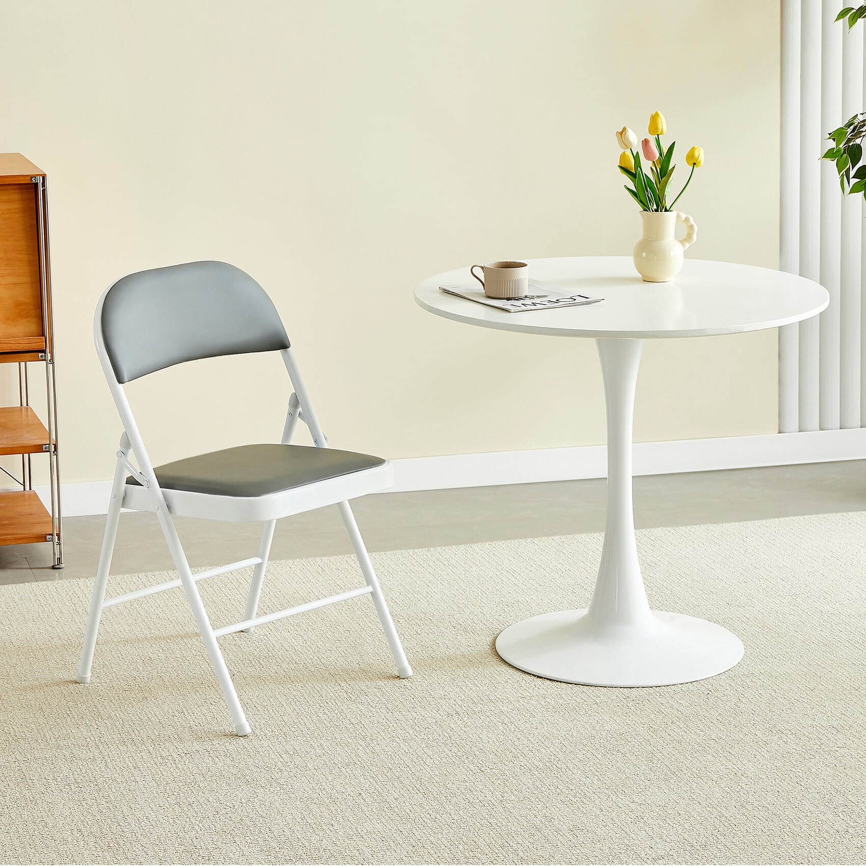Wilko - Metal Folding Dining Chair - Padded Seat - Grey - Image 4