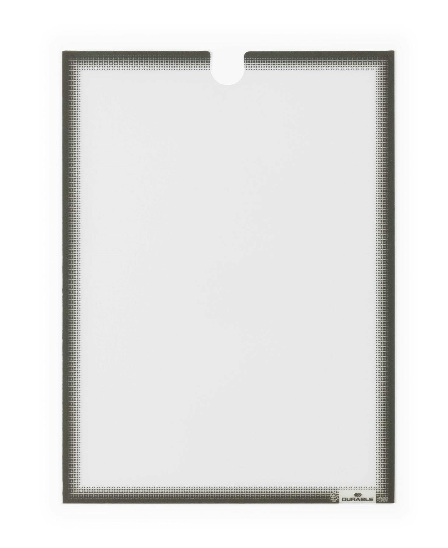 Rackhams Grey Self Adhesive Easy-Insertion Info Pocket Signage | 5 Pack | A4