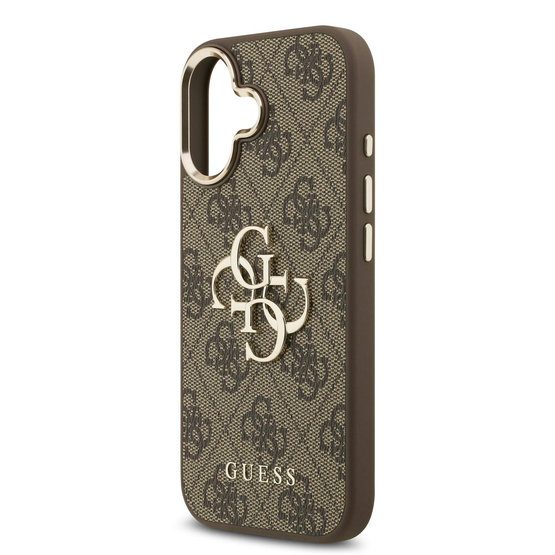 Guess Gold/Brown Pu Leather 4G Big Logo Frame Case For Iphone 17 6.3" - Guhcp17s4gmgcbr