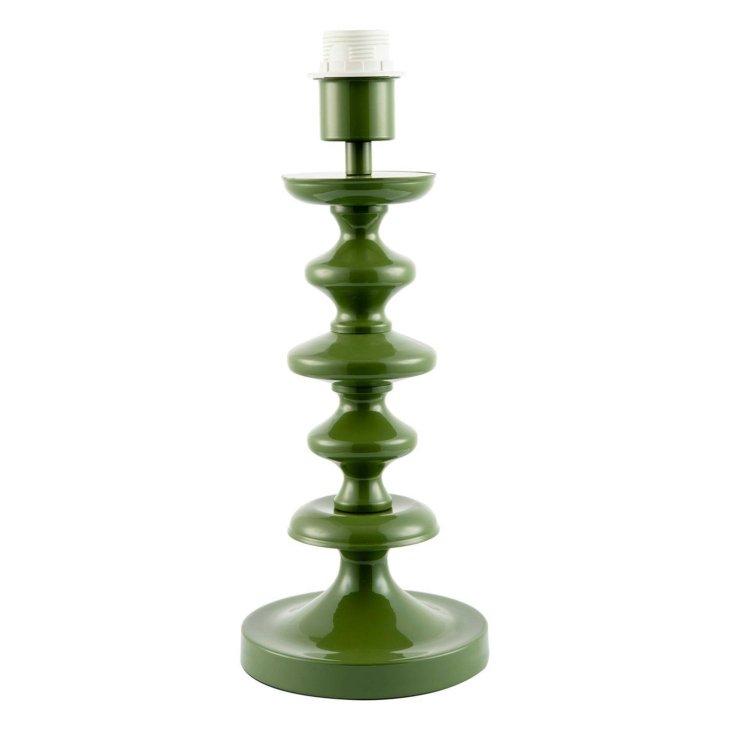 Rackhams Green Modern Olive Gloss Table Lamp Base With Chic Round Step Design