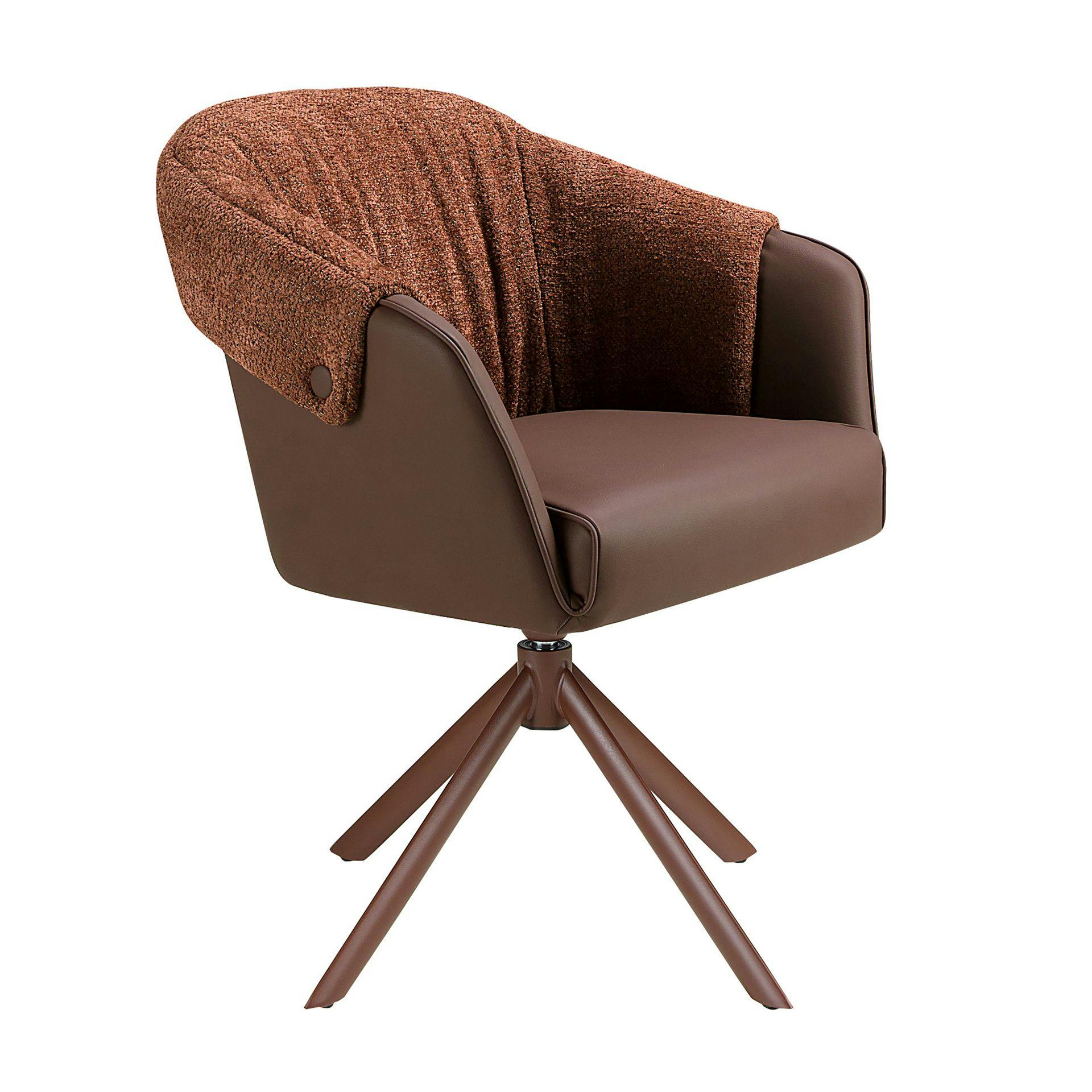 Angel Cerdá Brown Swivel Chair In Copper Leatherette And Mottled Fabric 4245