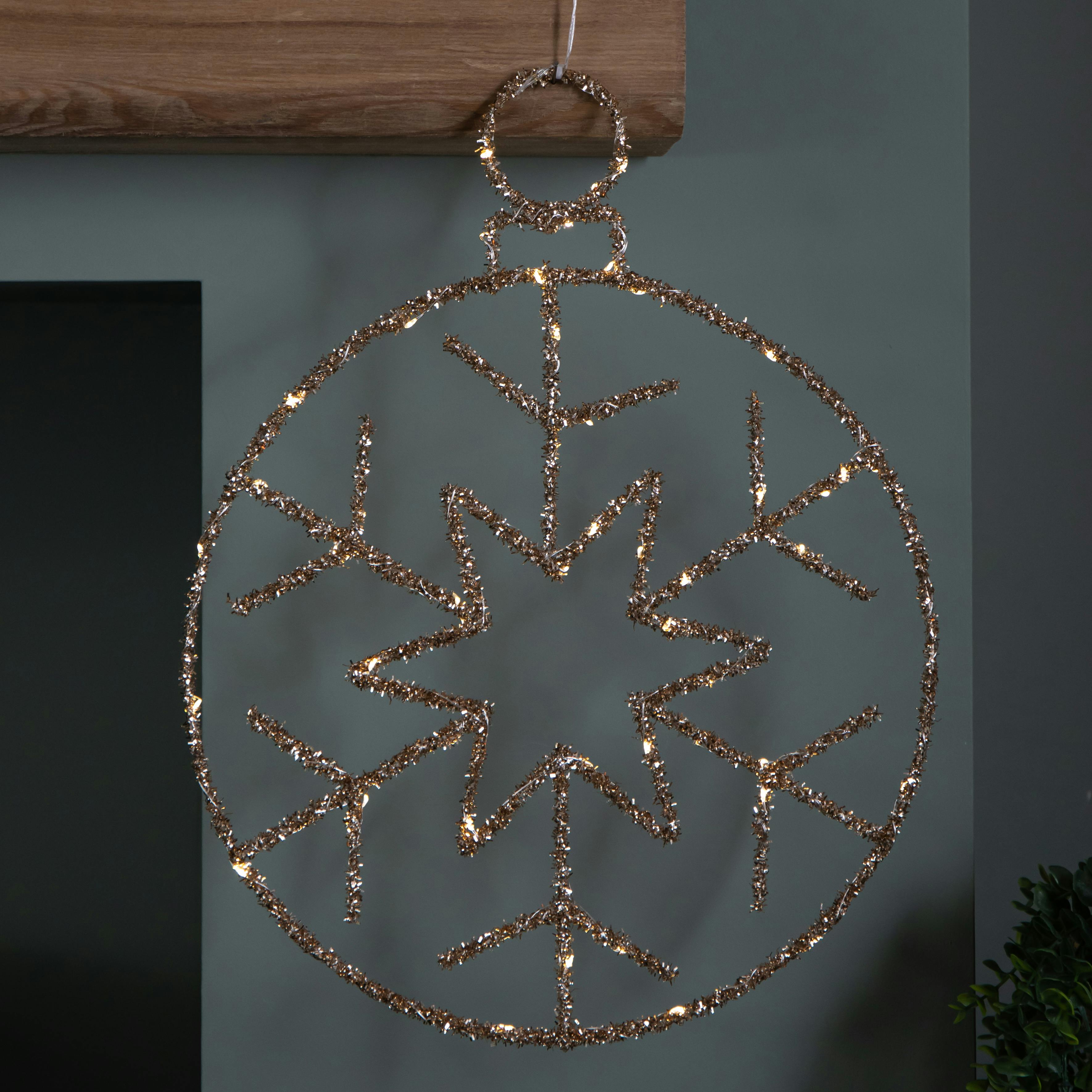 Photos - Fairy Lights Rackhams 49cm Battery Powered Light up Gold Christmas Snowflake Ball with Warm White Twinkling LEDs